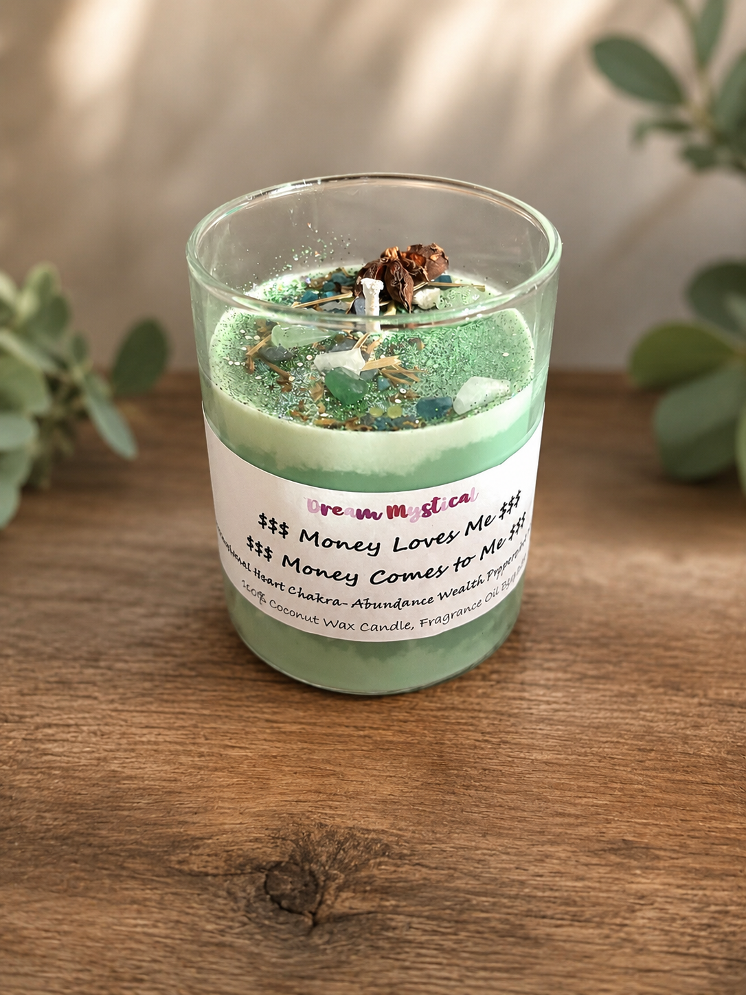 $$$Money Love Me Money Comes to Me$$$ Intentional Coconut Wax Candle 🕯️ Heart Chakra Abundance Wealth (Peppermint Mocha)