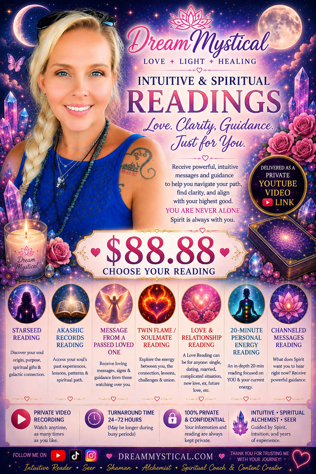✨ $88.88 Intuitive & Spiritual Reading | Choose Your Reading | Akashic Records, Starseed, Twin Flame, Passed Loved One, Channeled Messages & Love & Relationship readings
