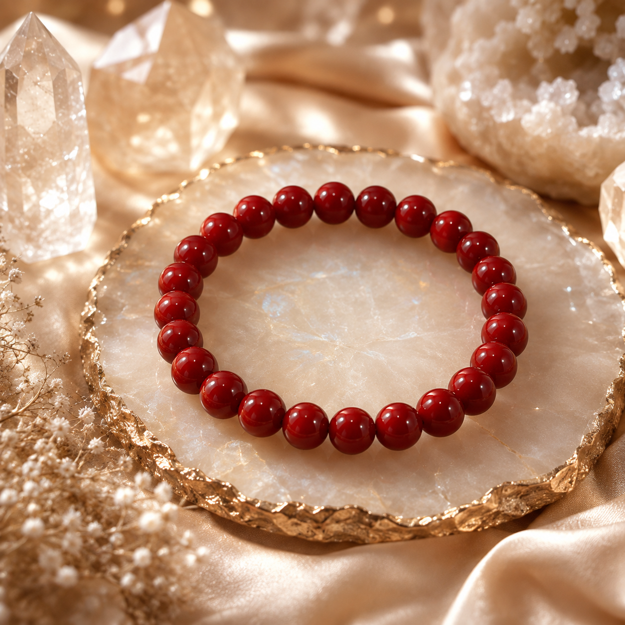 ❤️ Red Gemstone Beaded Bracelet | Passion • Strength • Confidence