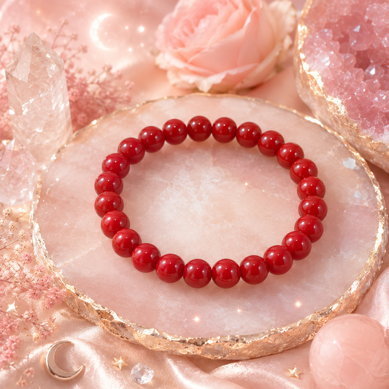❤️ Red Gemstone Beaded Bracelet | Passion • Strength • Confidence