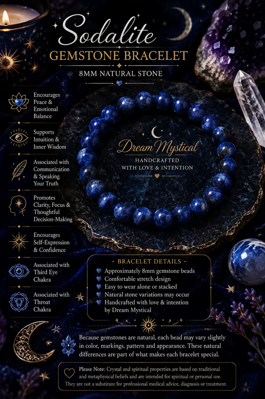 💙 Sodalite Gemstone Bracelet – 8mm Natural Stone Stretch Bracelet
