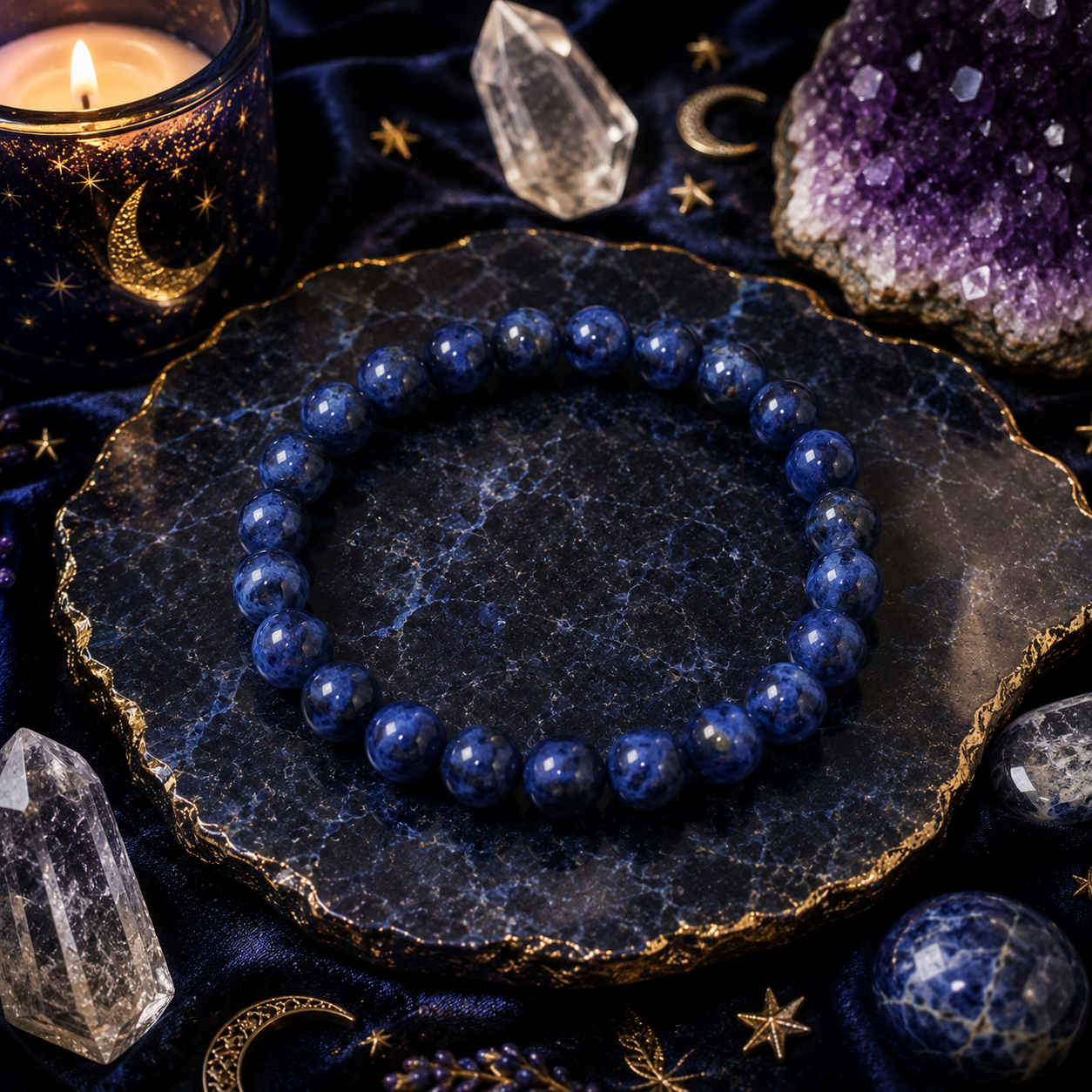 💙 Sodalite Gemstone Bracelet – 8mm Natural Stone Stretch Bracelet