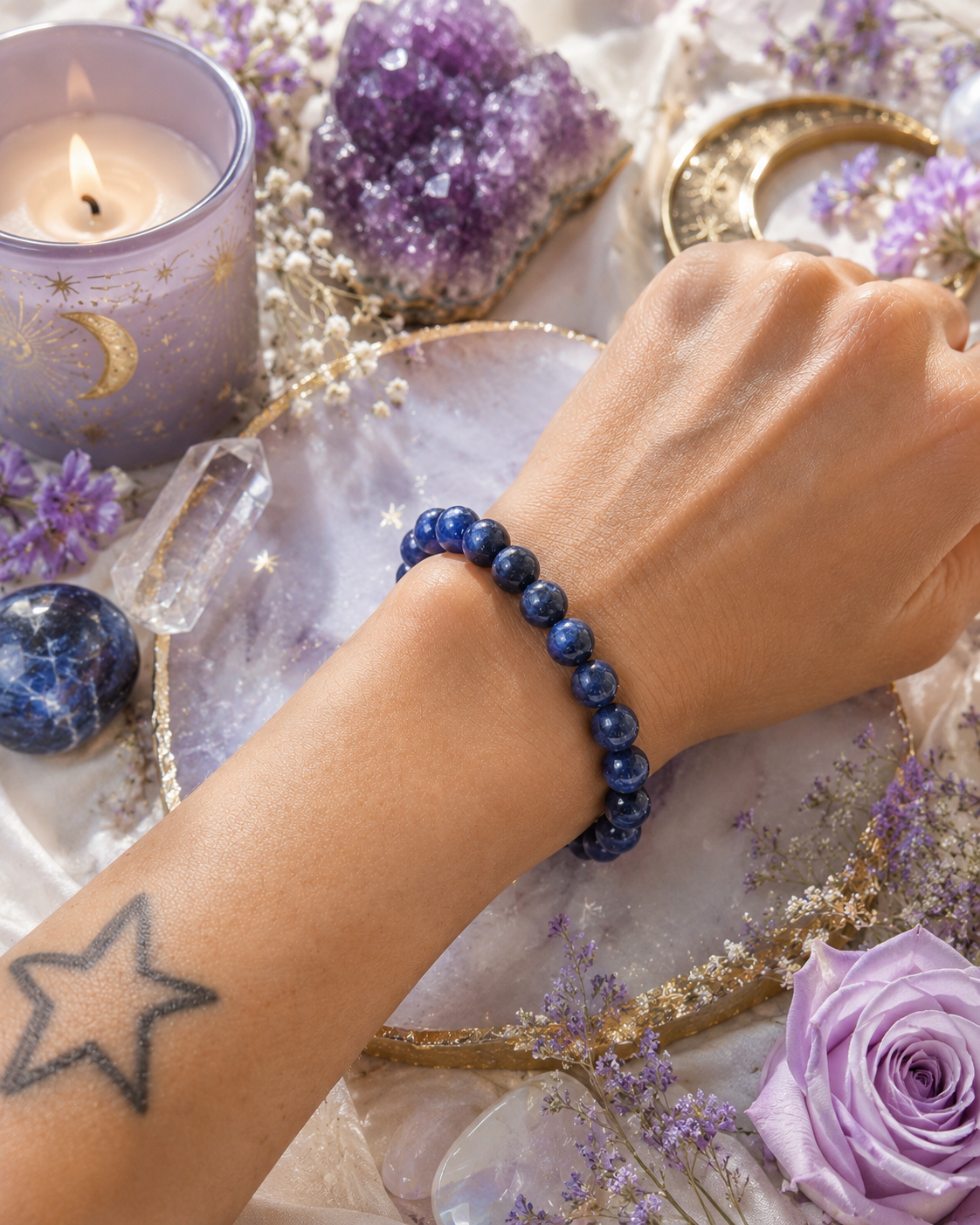 💙 Sodalite Gemstone Bracelet – 8mm Natural Stone Stretch Bracelet