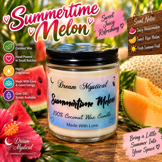 🍉☀️ Summertime Melon – 100% Coconut Wax Candle