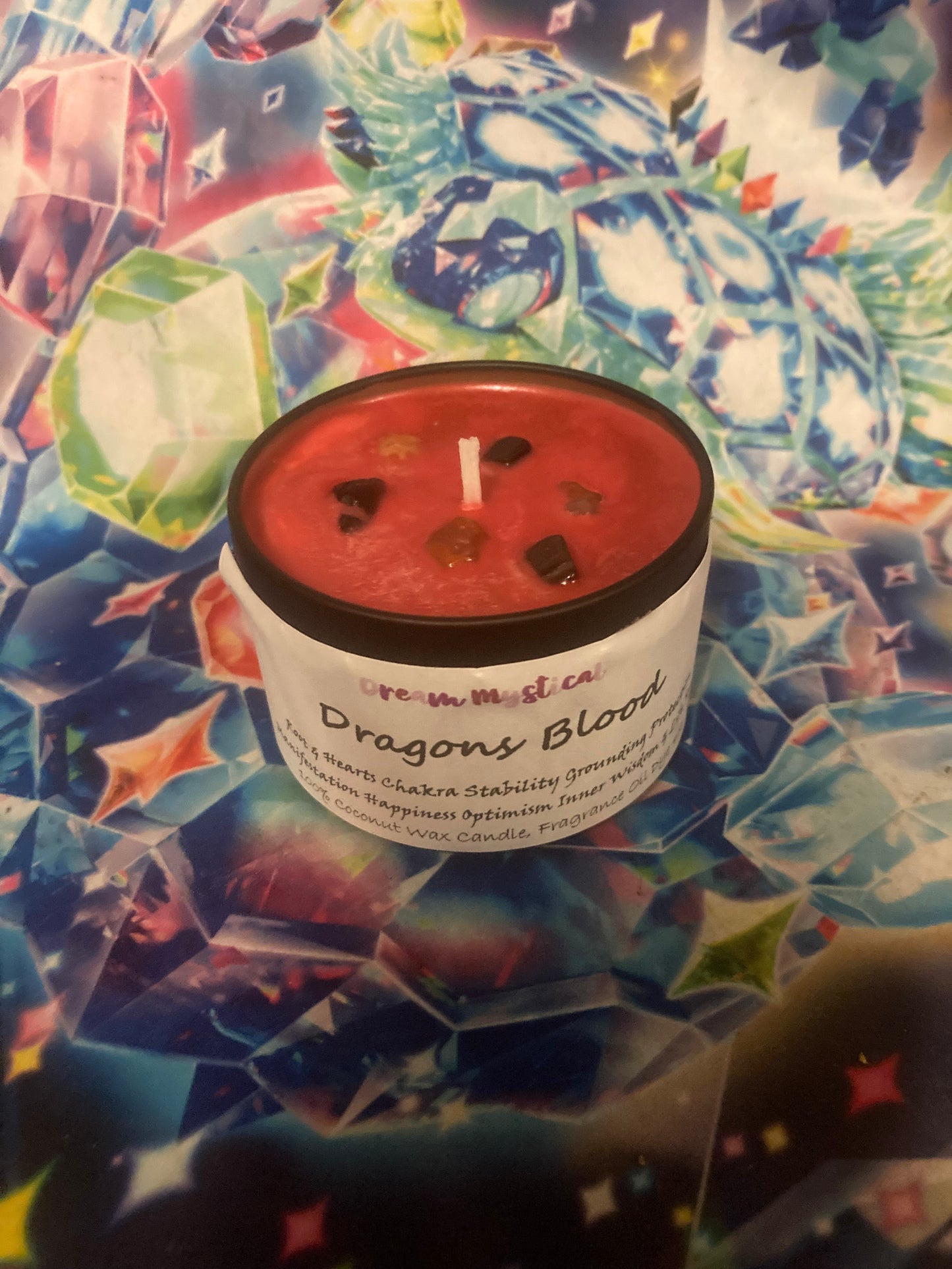 Dragons Blood Intention Manifest Candle Coconut Wax Root & Heart Chakra Healing Protection
