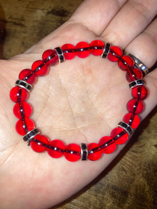 8MM Ladybug Red Agate 5A grade Natural Reiki Healing Protection crystal Bracelet with  beautiful spacers