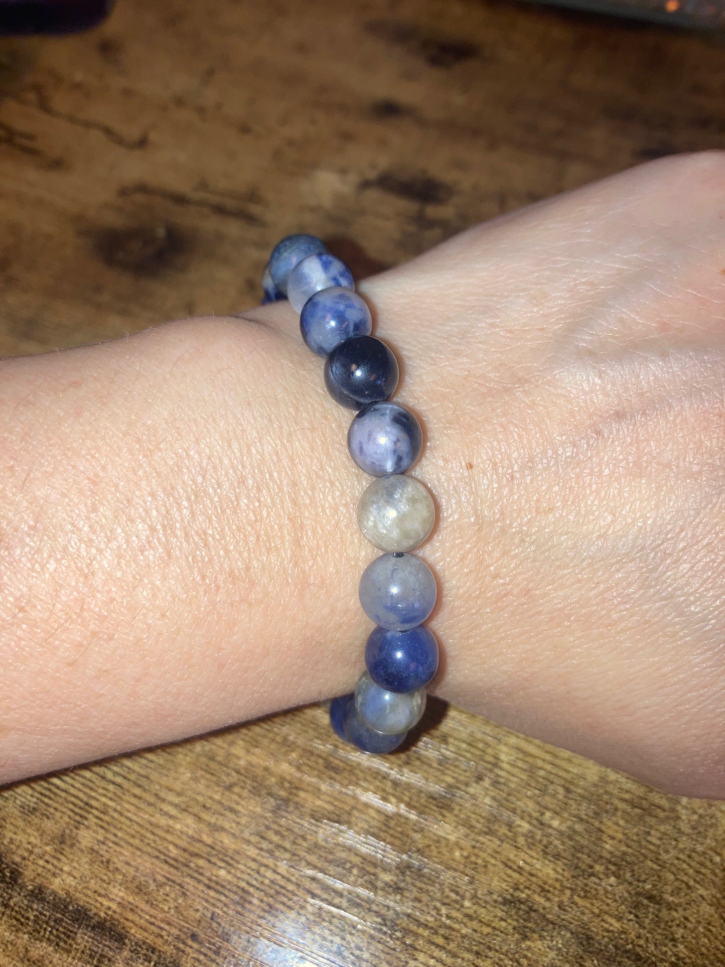 Sodalite Gemstone Crystal Bracelet~ Healing• Communication • Balance • Truth •Throat Chakra • Handmade