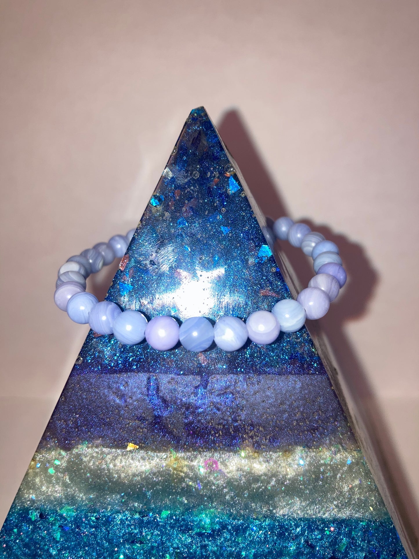 Divine Truth Blue Lace Agate Genuine Healing Crystals bracelet connect to Archangle Raguel & Mother Goddess Earth Gaia