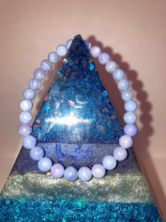 Divine Truth Blue Lace Agate Genuine Healing Crystals bracelet connect to Archangle Raguel & Mother Goddess Earth Gaia
