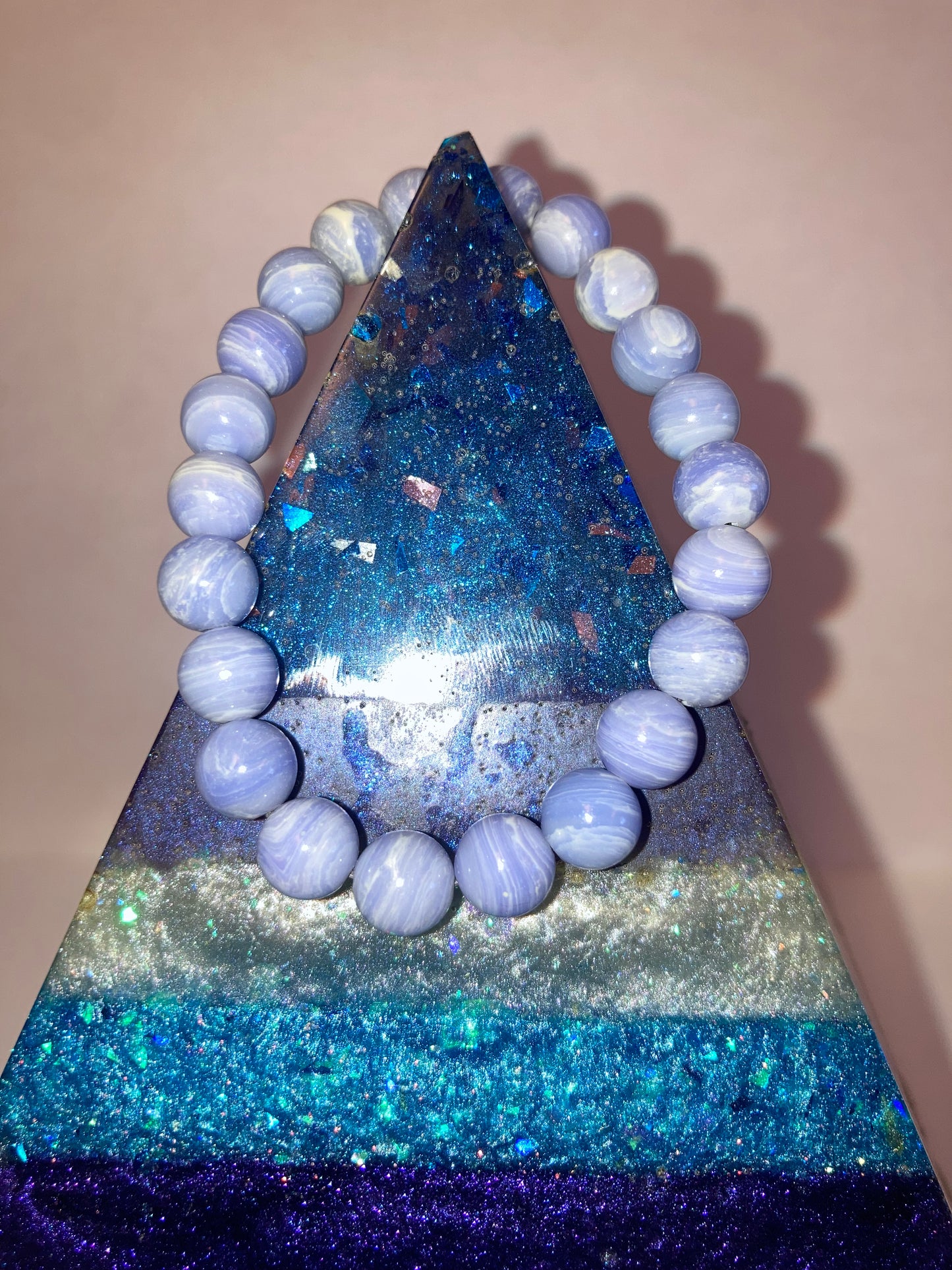 Divine Truth Blue Lace Agate Genuine Healing Crystals bracelet connect to Archangle Raguel & Mother Goddess Earth Gaia