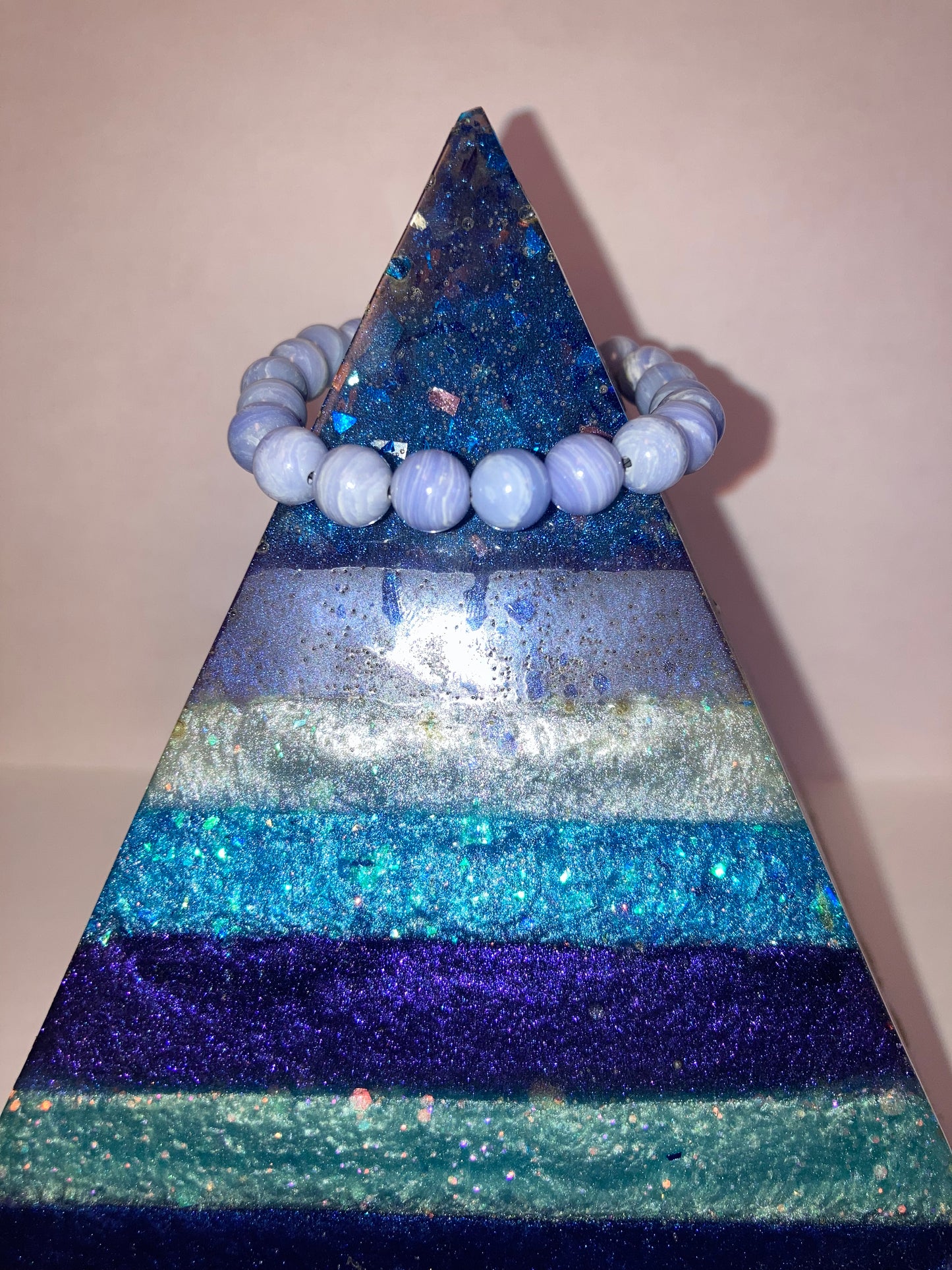 Divine Truth Blue Lace Agate Genuine Healing Crystals bracelet connect to Archangle Raguel & Mother Goddess Earth Gaia