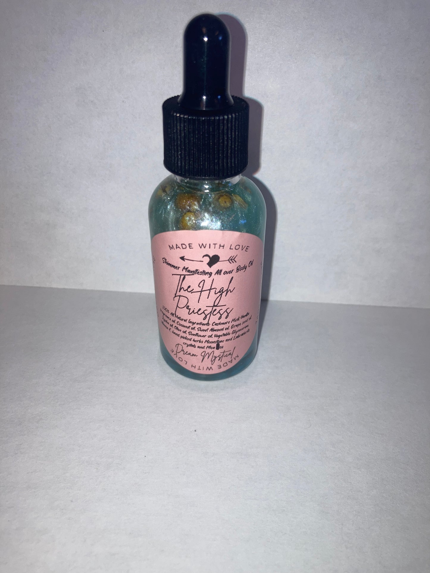 High Priestess Manifesting All Over Body & Ritual Oil Cashmere Musk and Vanilla handpicked flowers/herbs infused with Moonstone & Labradorite crystal chips