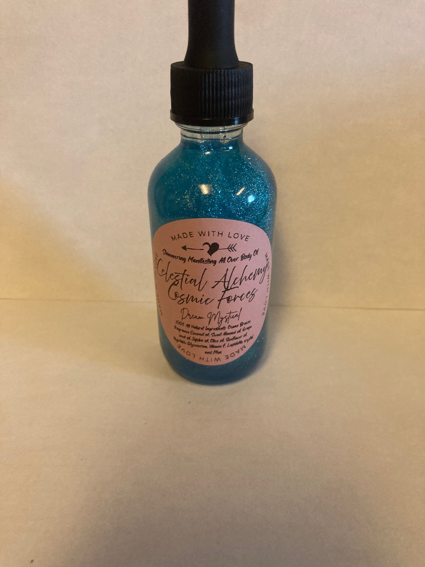 Celestial Alchemy Cosmic Forces Manifesting All Over Body & Ritual Oil Cashmere Musk and Vanilla handpicked flowers/herbs infused with Moonstone & Labradorite crystal chips