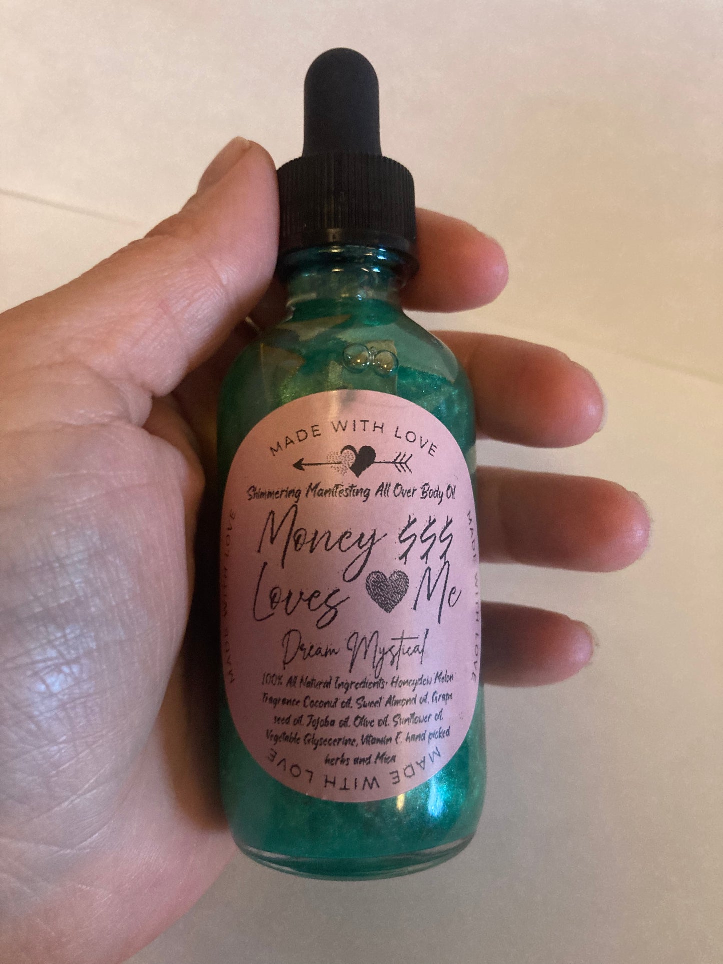 Money Loves Me Manifesting All Over Body Oil and Ritual Oil Moisturizer• Protecte• Heals• infused Aventurine Honeydew Melon scent