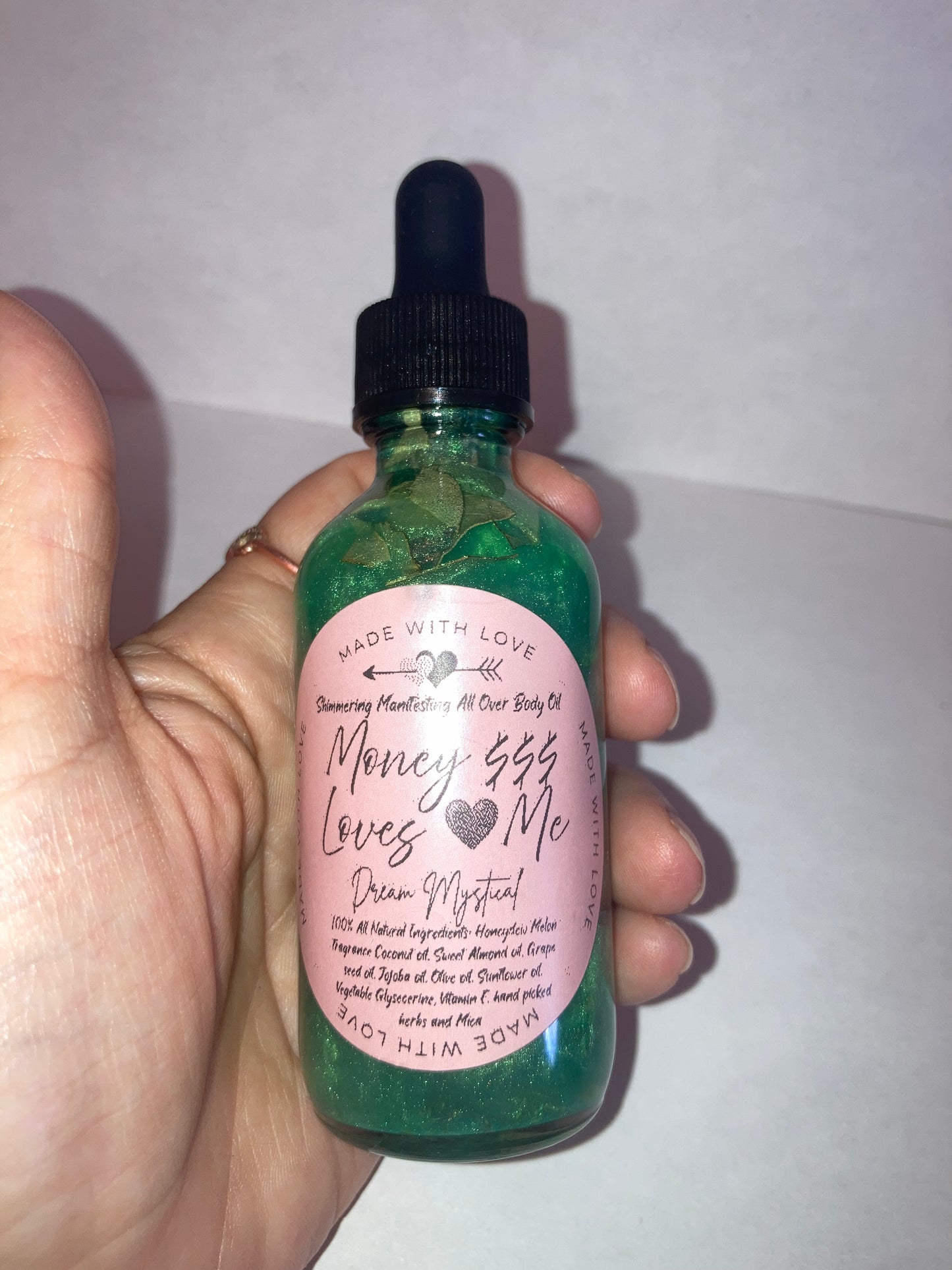 Money Loves Me Manifesting All Over Body Oil and Ritual Oil Moisturizer• Protecte• Heals• infused Aventurine Honeydew Melon scent