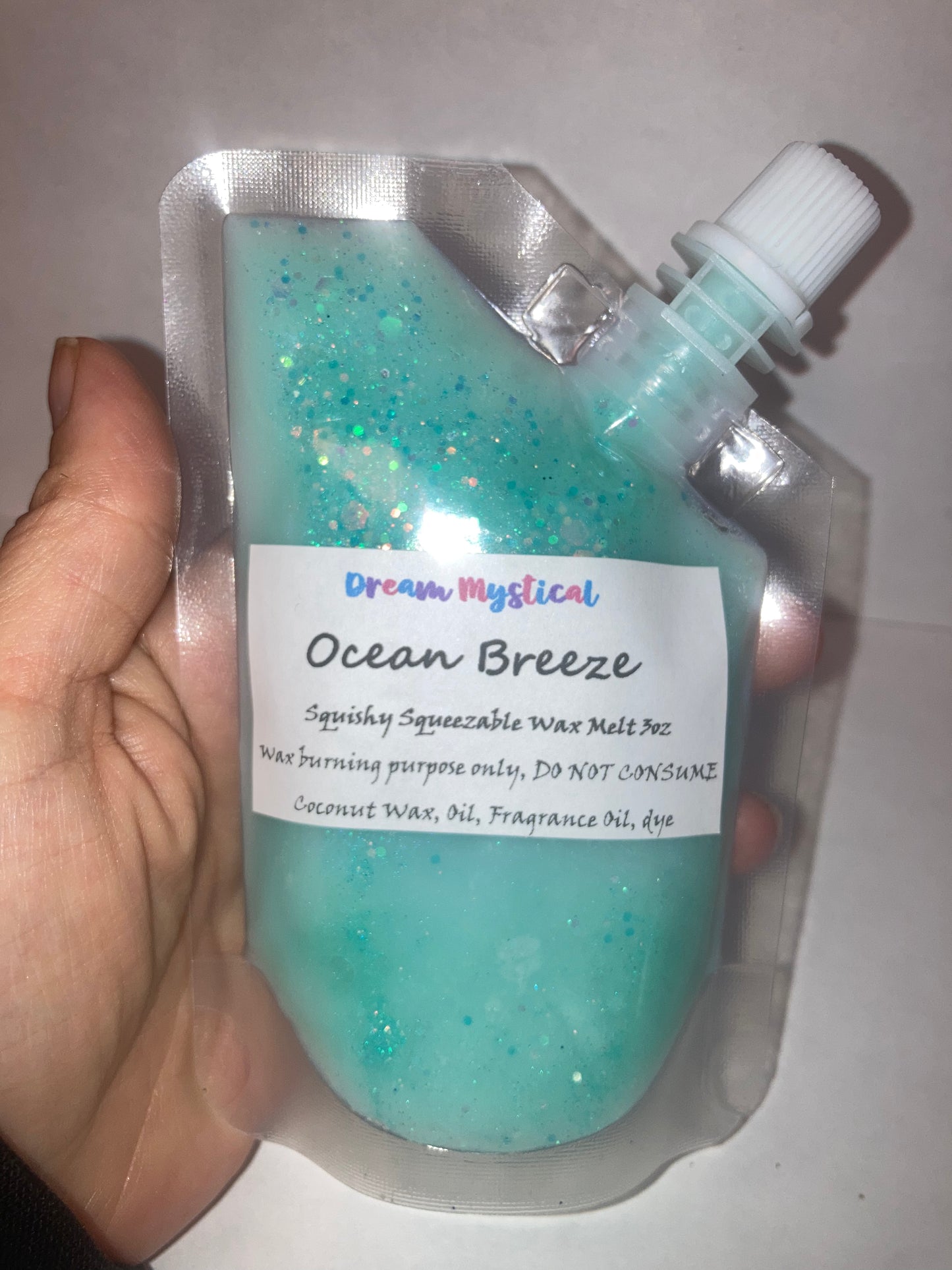 Ocean Breeze Squeezable Squishy Wax Pouches melts in wax warmer Coconut wax Eco-friendly non toxic Different Scents