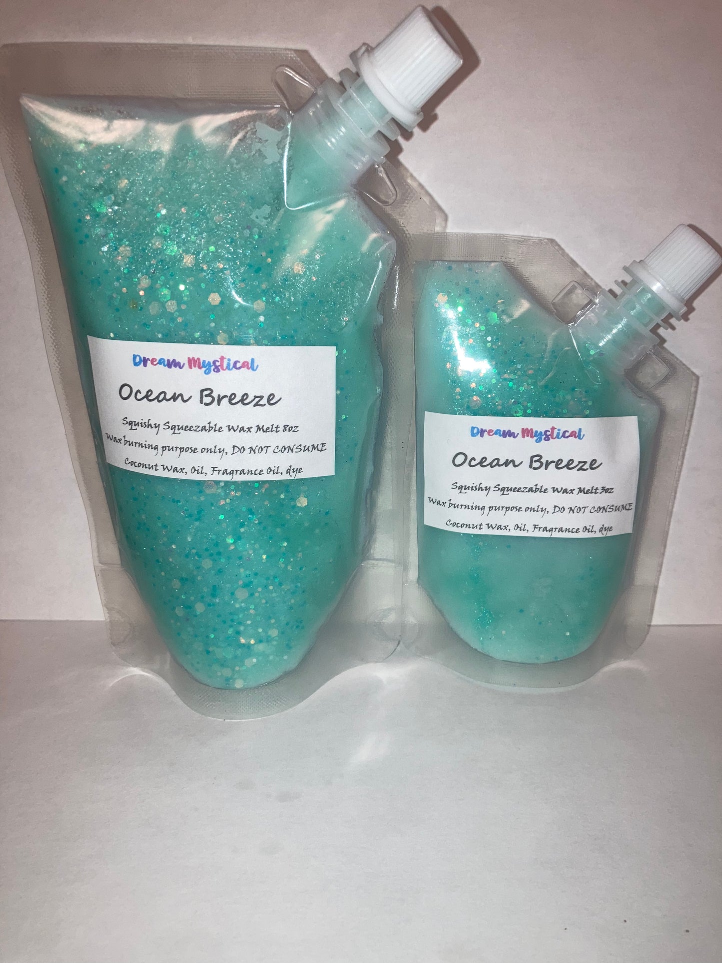 Ocean Breeze Squeezable Squishy Wax Pouches melts in wax warmer Coconut wax Eco-friendly non toxic Different Scents