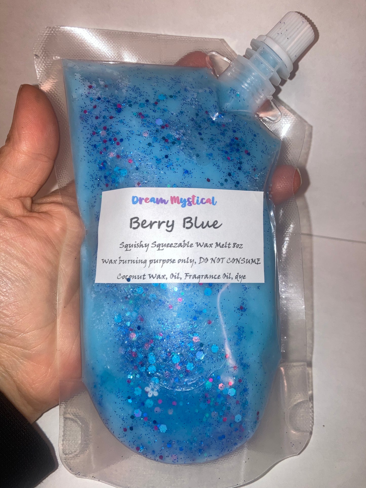 Berry Blue Squeezable Squishy Wax Pouches melts in wax warmer Coconut wax Eco-friendly non toxic Different Scents