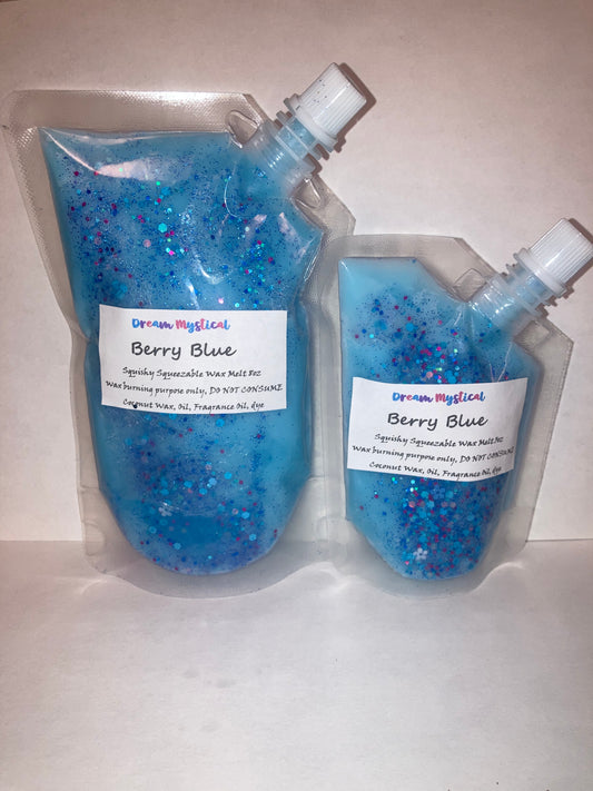 Berry Blue Squeezable Squishy Wax Pouches melts in wax warmer Coconut wax Eco-friendly non toxic Different Scents