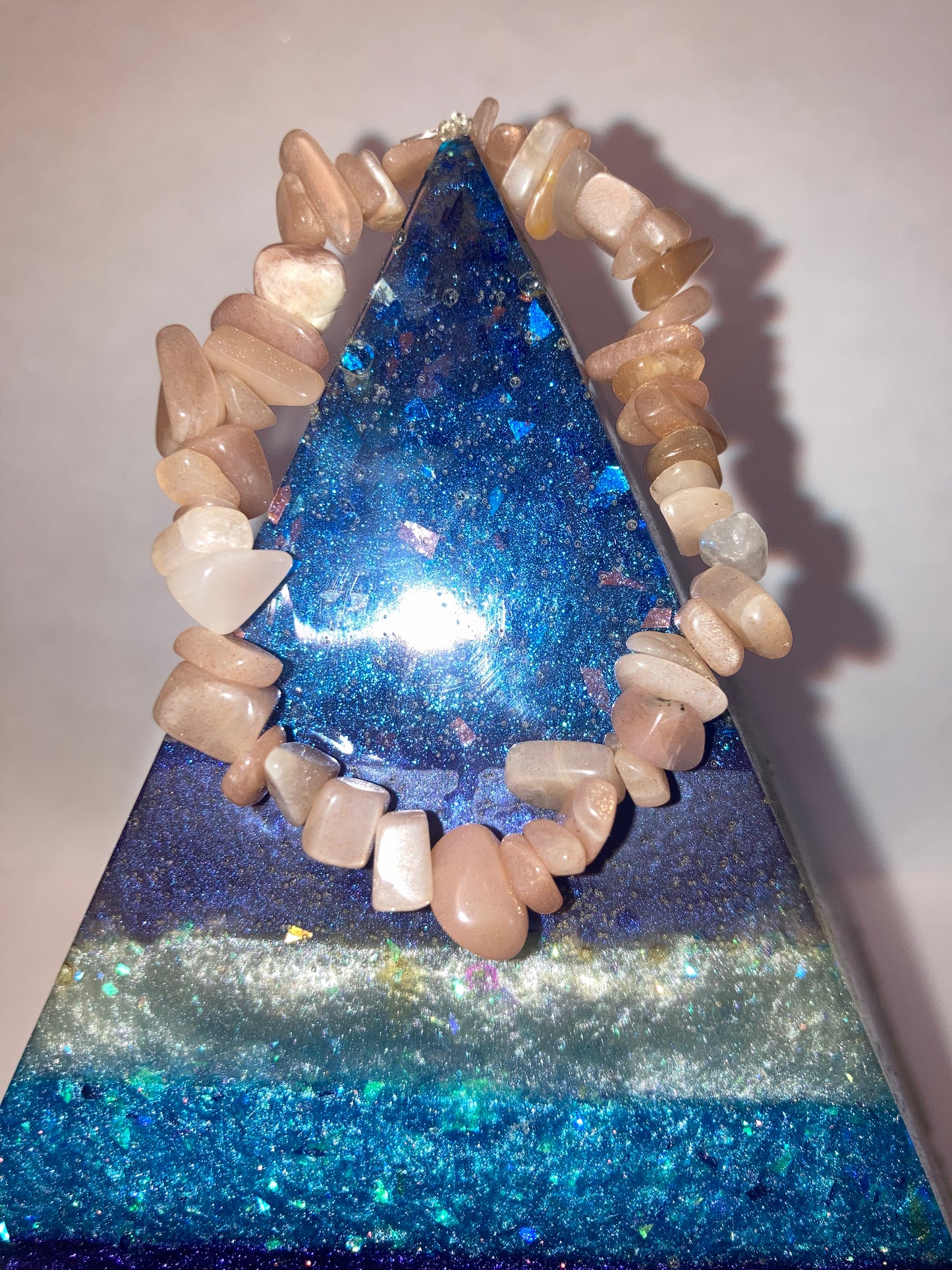 Sunstone Goddess Sekhmet Pebble chips Natural Genuine Reiki Healing Crystal Bracelet