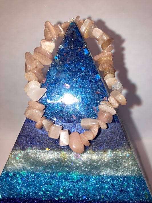 Sunstone Goddess Sekhmet Pebble chips Natural Genuine Reiki Healing Crystal Bracelet