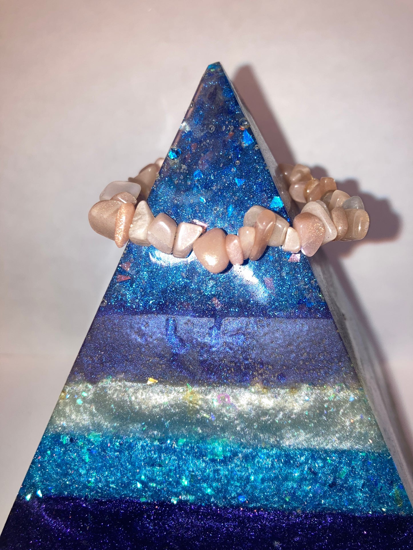Sunstone Goddess Sekhmet Pebble chips Natural Genuine Reiki Healing Crystal Bracelet