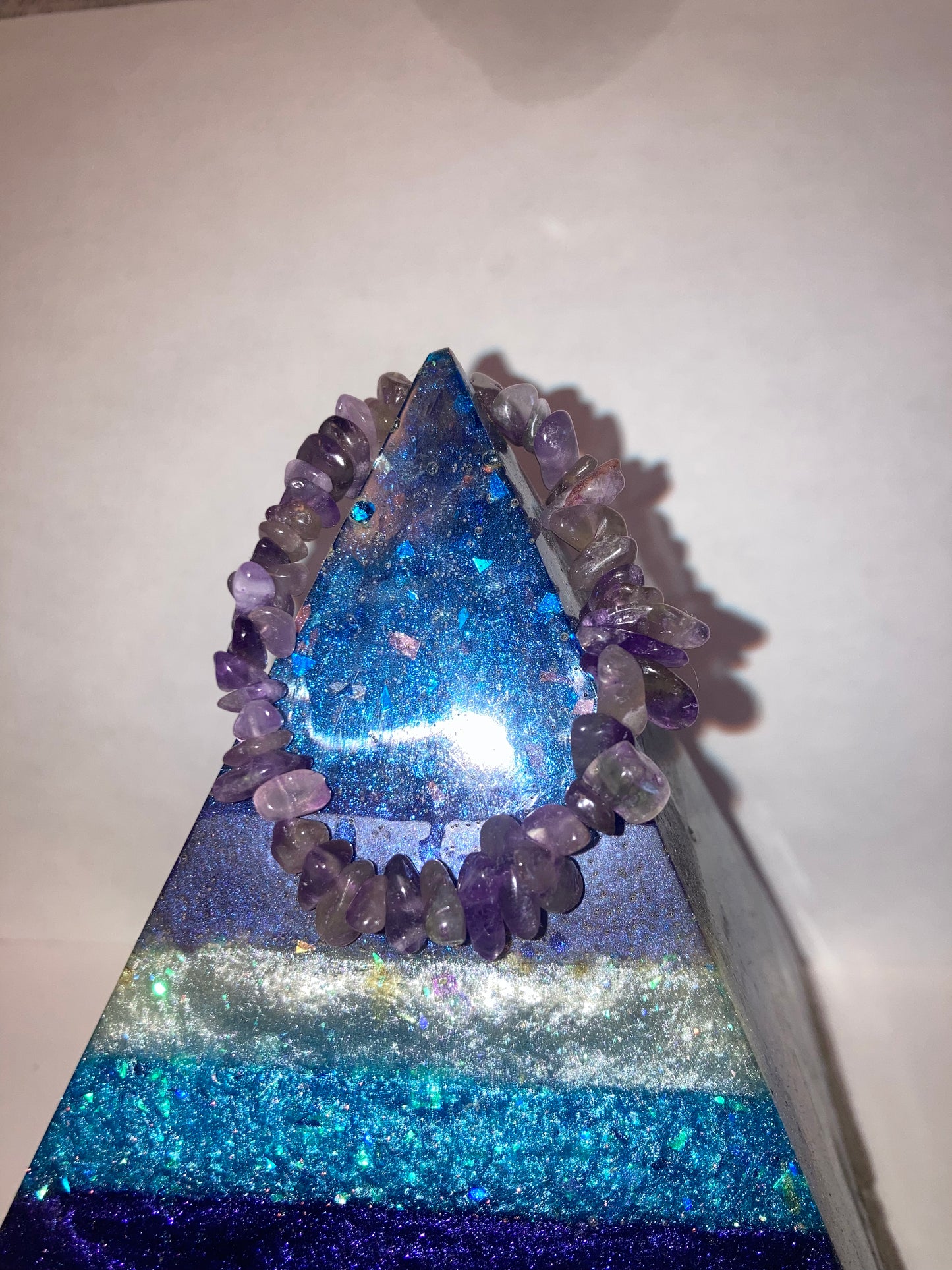 Veil of the Mystic Ameythst Pebble Chips Genuine Healing Crystals bracelet