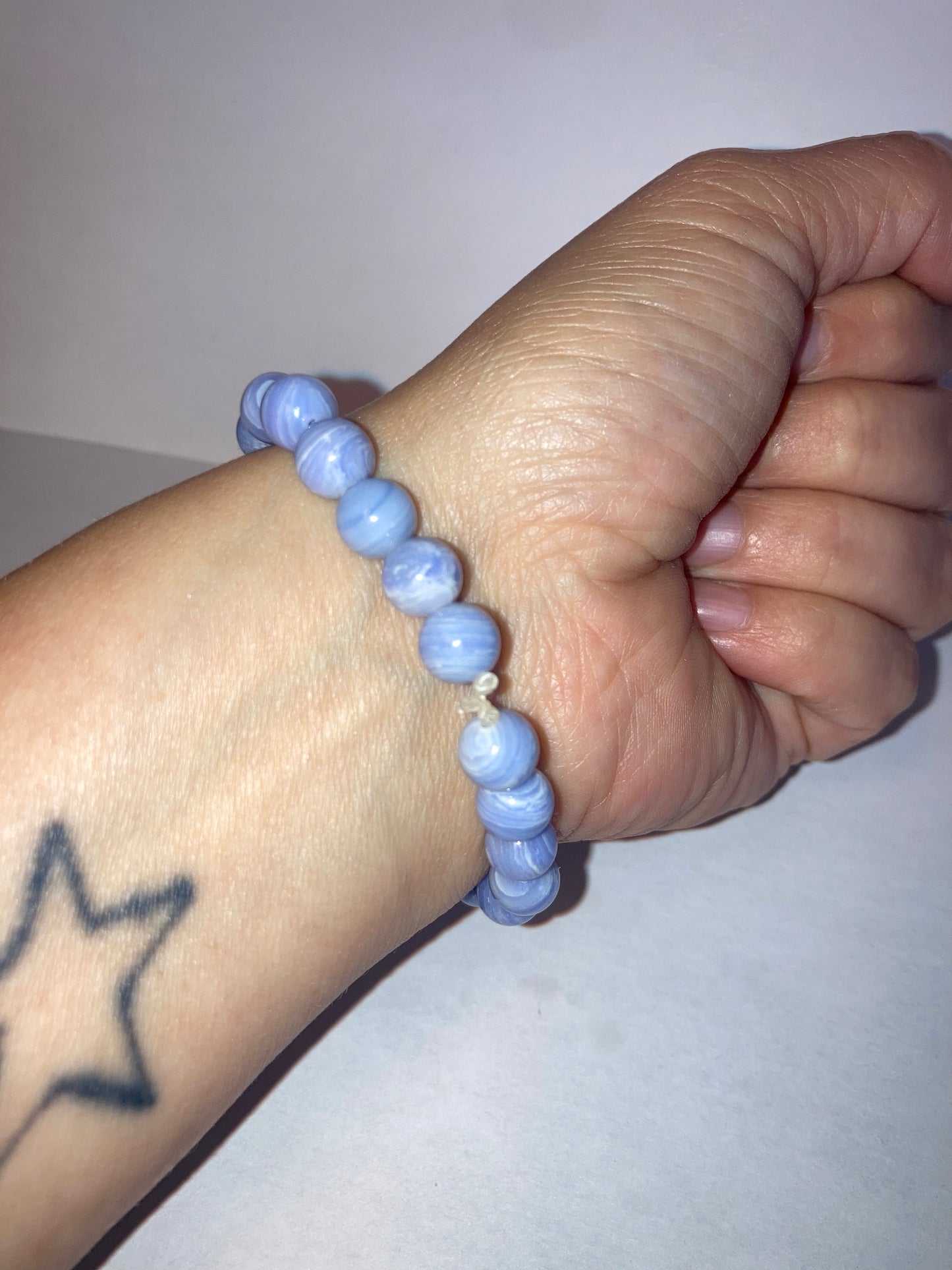 Yin Yang Divine Truth Blue Lace Agate Genuine Healing Crystals bracelet connect to Archangle Raguel & Mother Goddess Earth Gaia