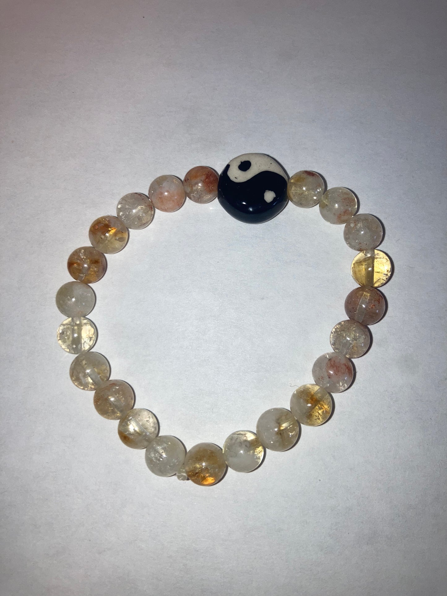 8MM Yin Yang Citrine Genuine Natural Reiki Healing Protection crystal Bracelet