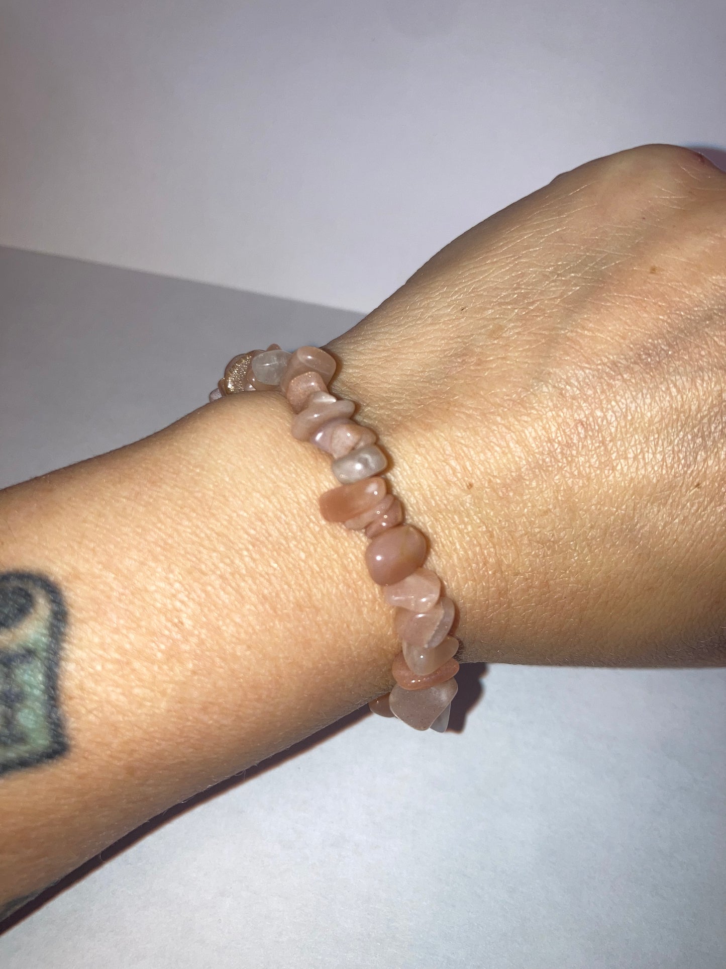 Sunstone Goddess Sekhmet Pebble chips Natural Genuine Reiki Healing Crystal Bracelet