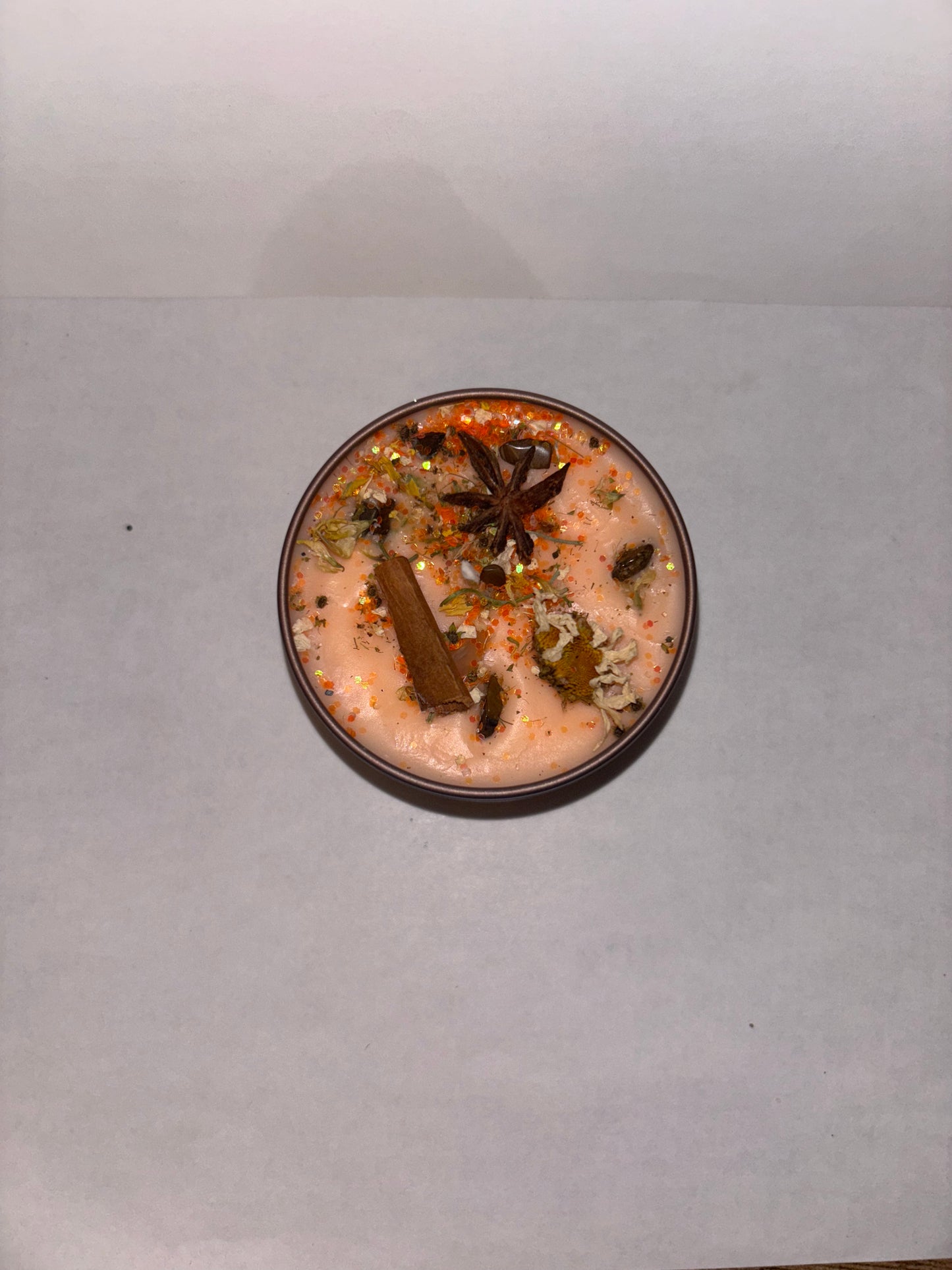 Orange Creamsicle Intentional Manifest 100% Coconut Wax Candle Sacral Chakra infused with crystals and Flowers Herbs