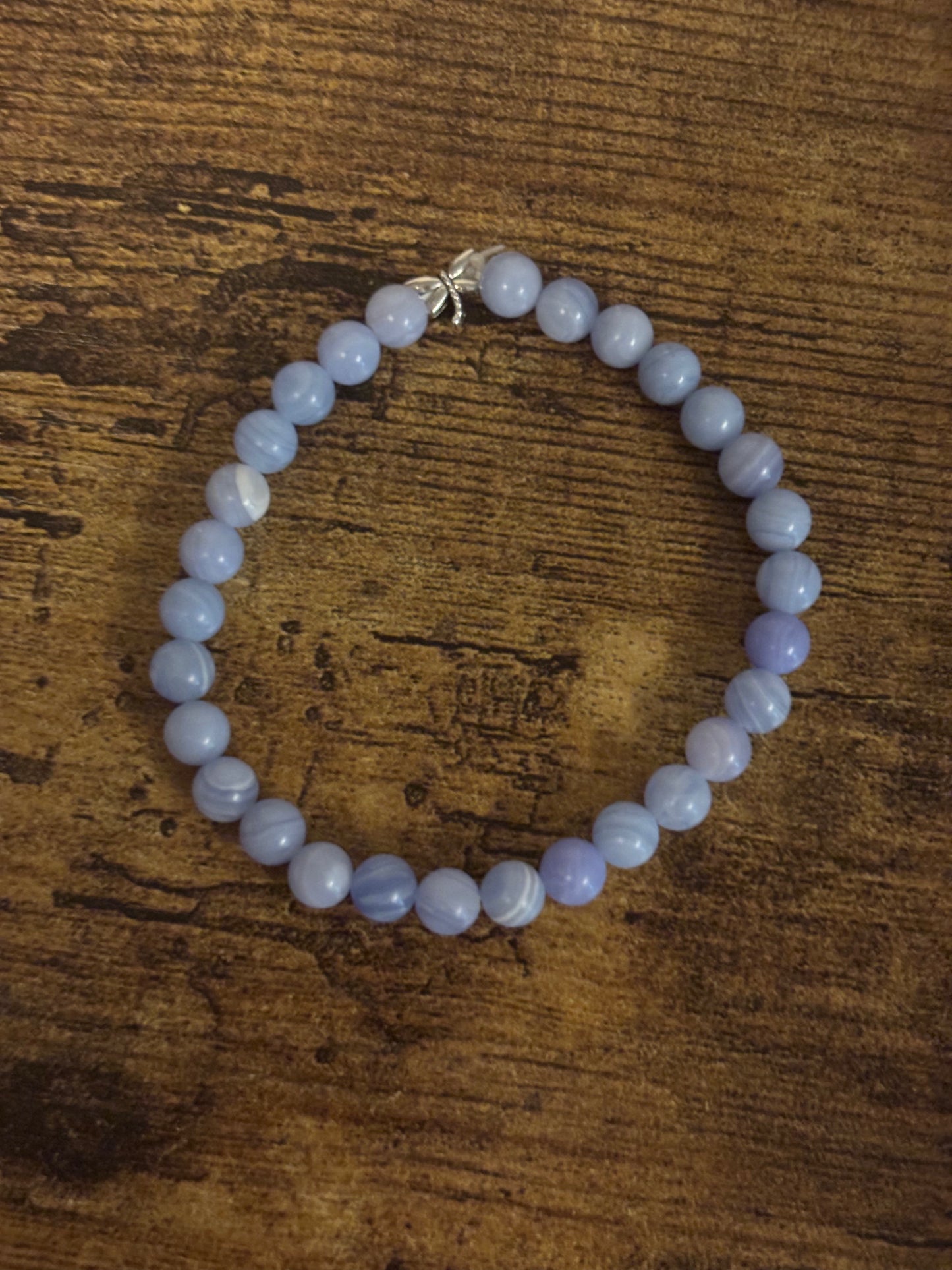 Divine Truth Blue Lace Agate with dragonfly charm Genuine Healing Crystals bracelet connect to Archangle Raguel & Mother Goddess Earth Gaia