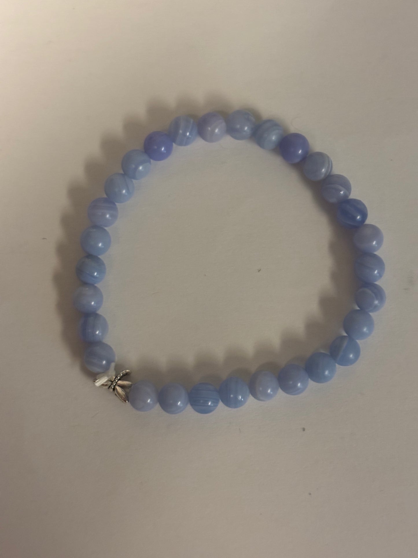 Divine Truth Blue Lace Agate with dragonfly charm Genuine Healing Crystals bracelet connect to Archangle Raguel & Mother Goddess Earth Gaia