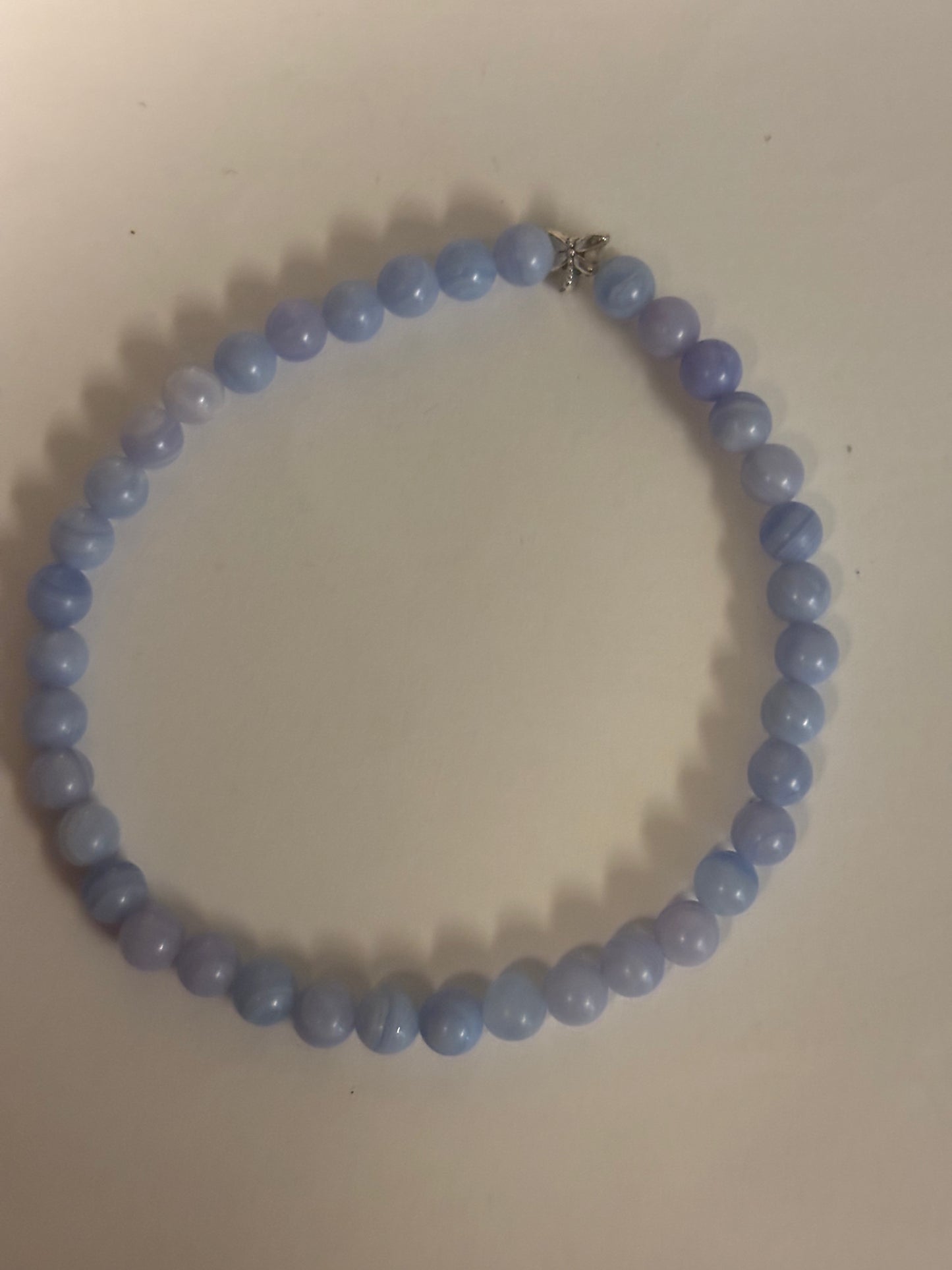 Divine Truth Blue Lace Agate with dragonfly charm Genuine Healing Crystals Anklet connect to Archangle Raguel & Mother Goddess Earth Gaia