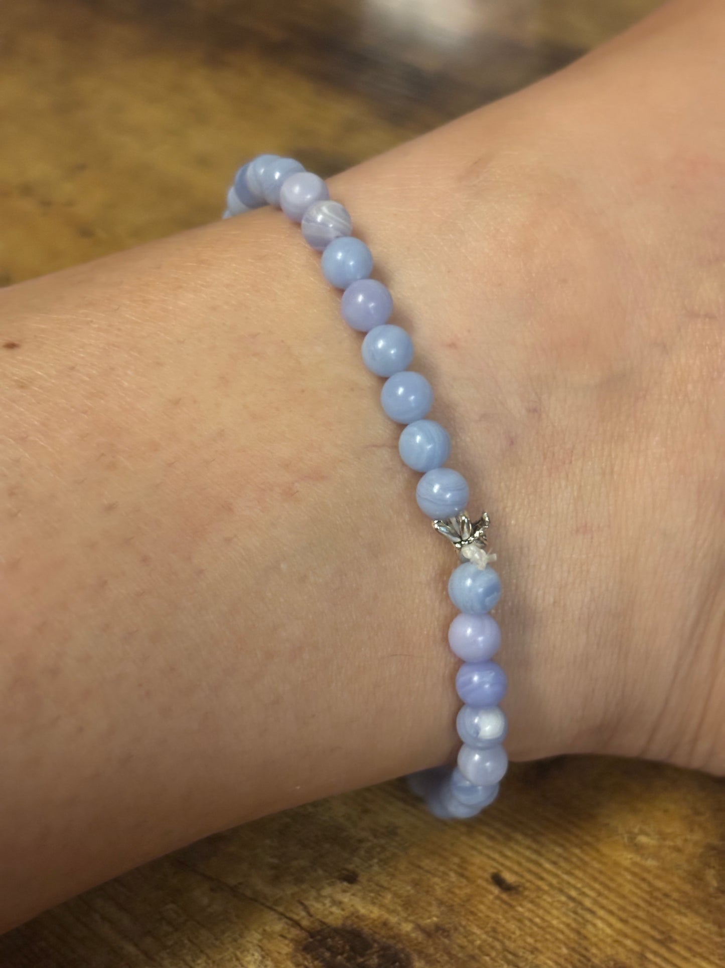 Divine Truth Blue Lace Agate with dragonfly charm Genuine Healing Crystals Anklet connect to Archangle Raguel & Mother Goddess Earth Gaia