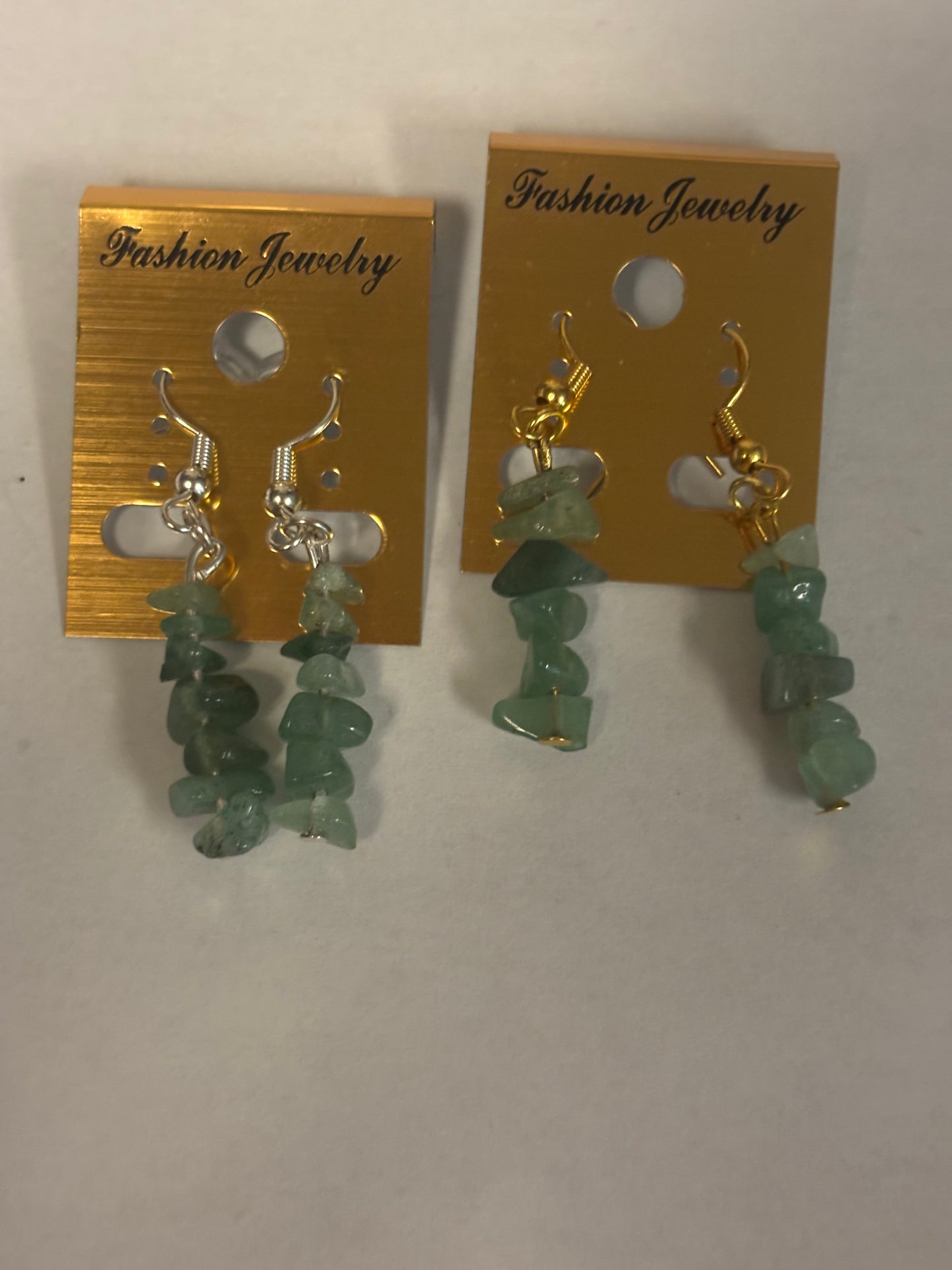 🌿 Heart of Prosperity” Earrings & Bracelet Green Aventurine Chip Earrings & Bracelet Set 🌿