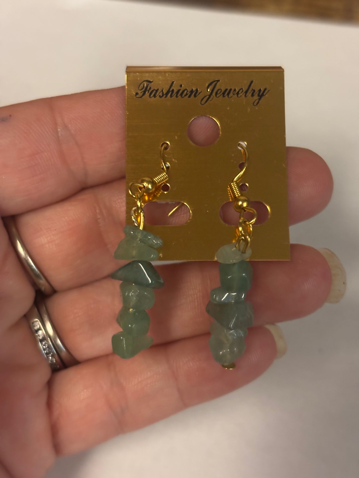 🌿 Heart of Prosperity” Earrings & Bracelet Green Aventurine Chip Earrings & Bracelet Set 🌿