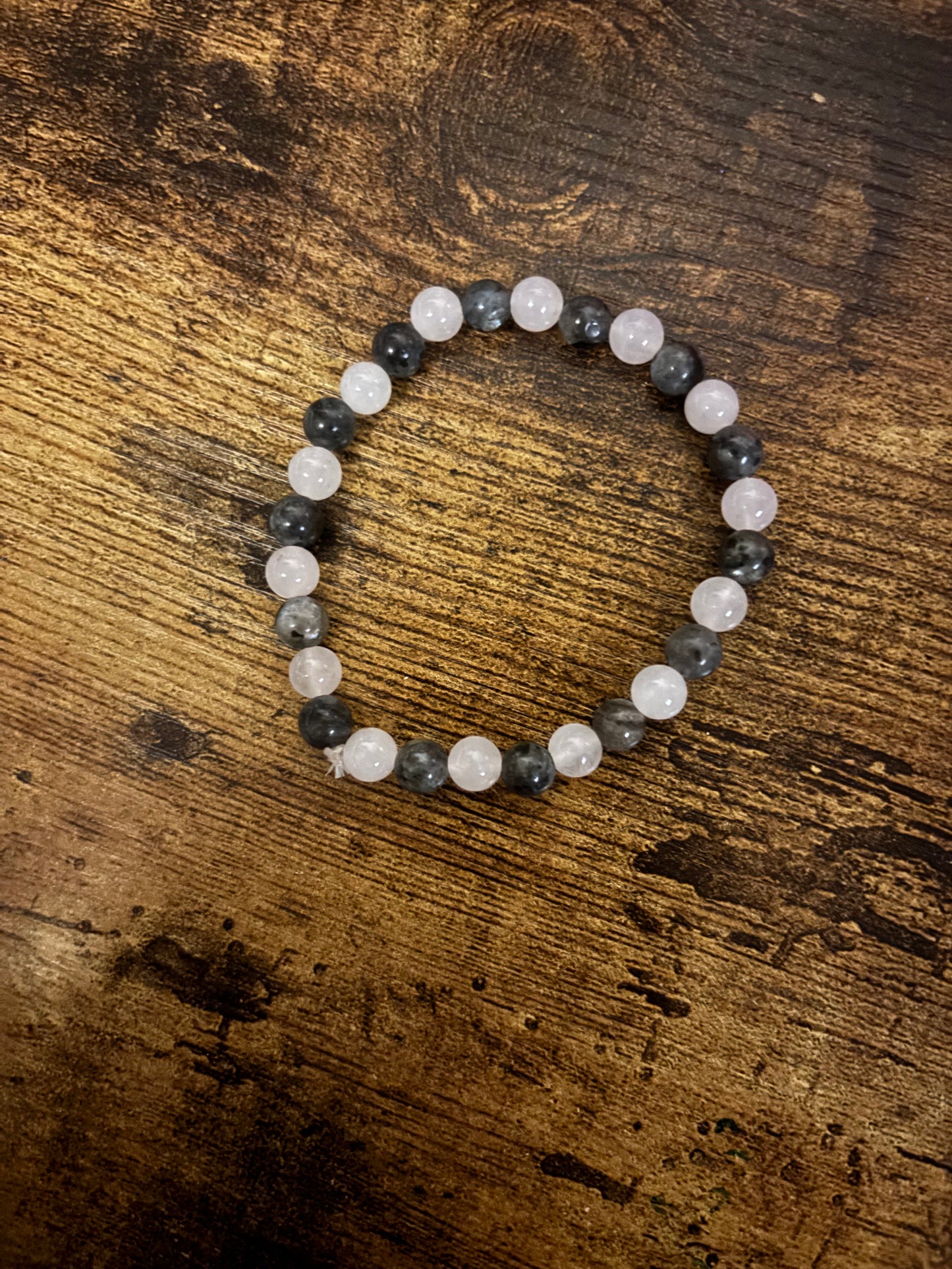 Mystic Love Shield Rose Quartz & Labradorite Bracelet | Love & Protection Crystal Jewelry | Heart Crown Throat & Third Eye Chakra Healing | 6mm 8mm Beads