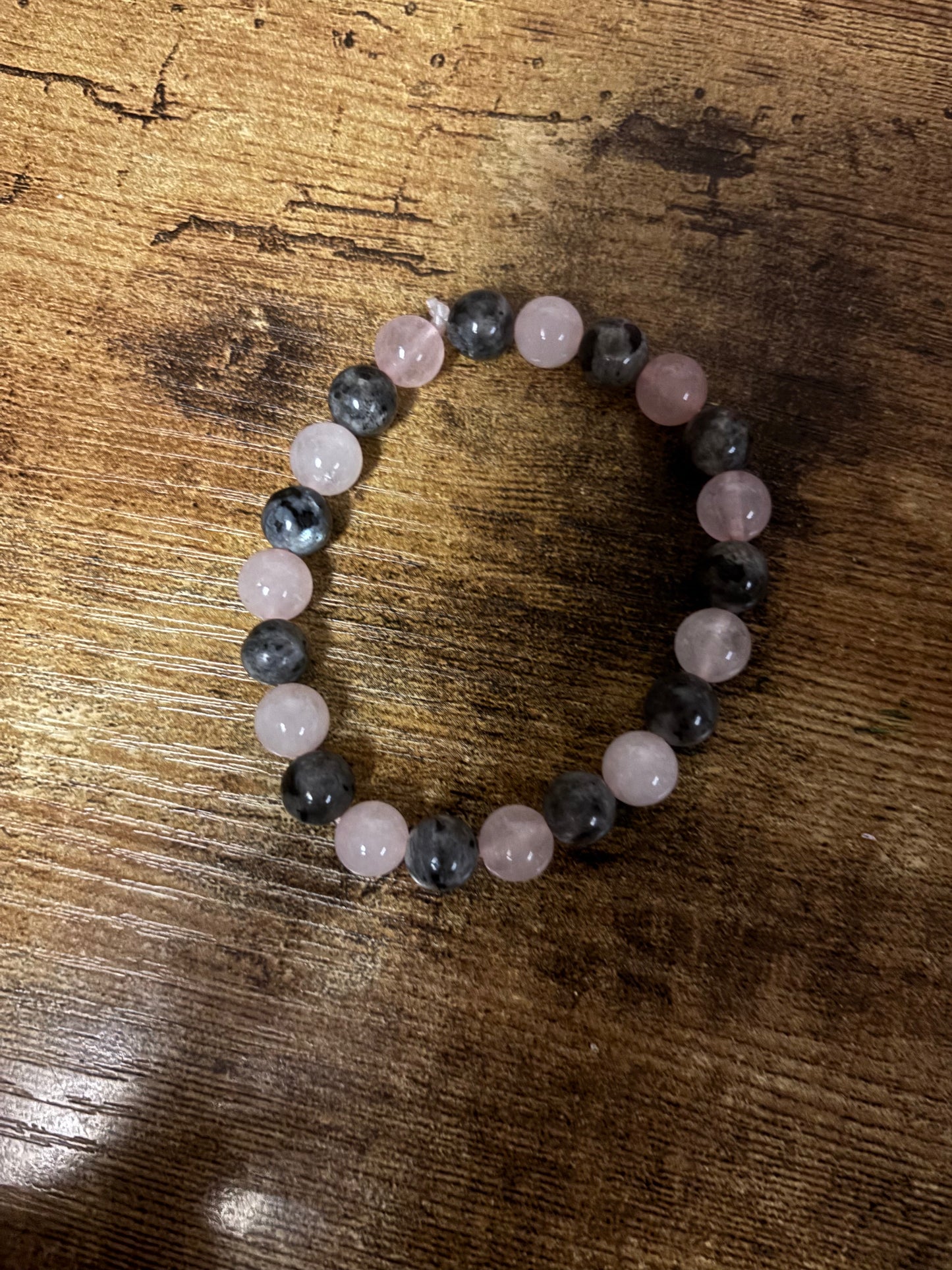 Mystic Love Shield Rose Quartz & Labradorite Bracelet | Love & Protection Crystal Jewelry | Heart Crown Throat & Third Eye Chakra Healing | 6mm 8mm Beads