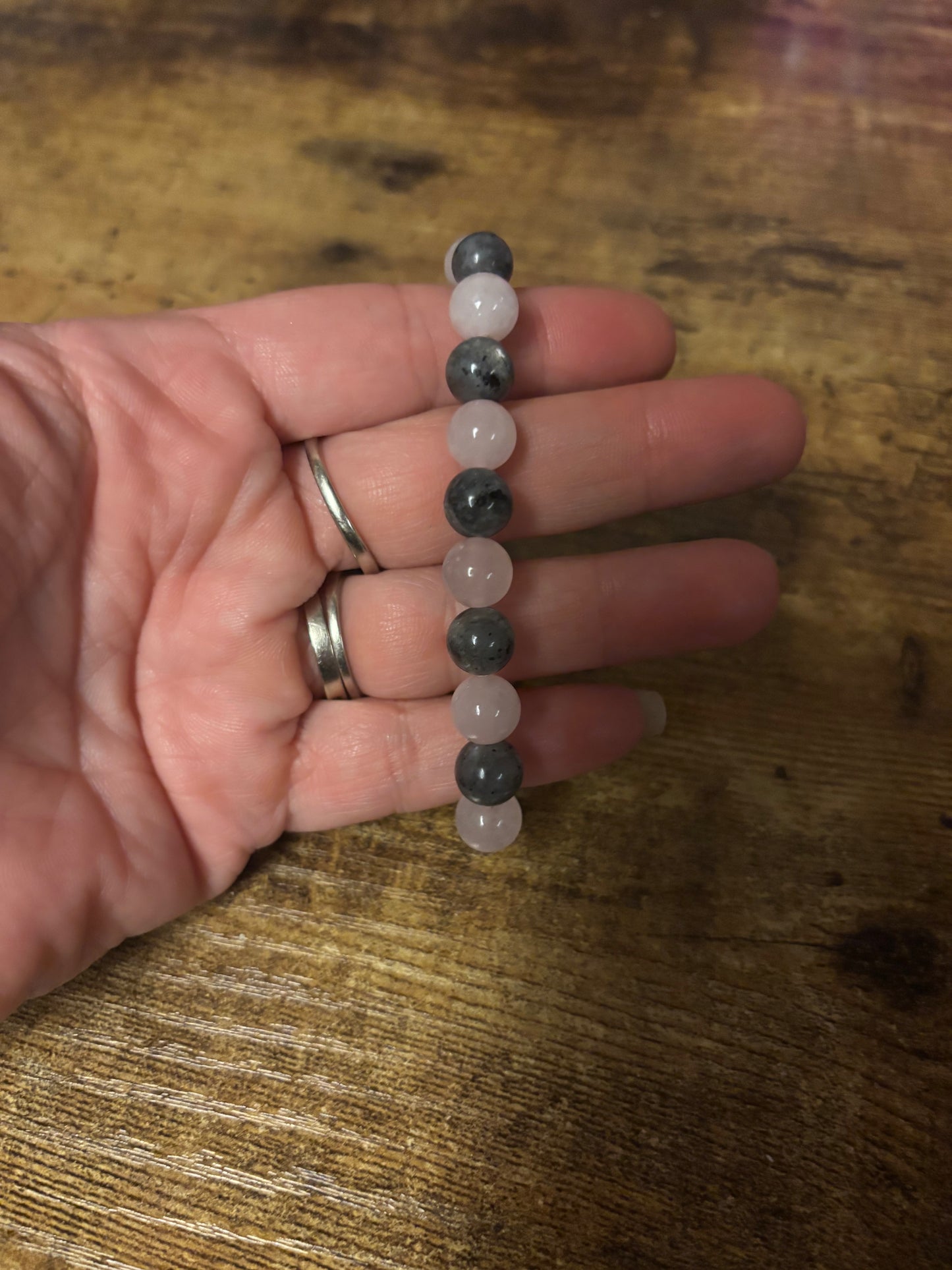 Mystic Love Shield Rose Quartz & Labradorite Bracelet | Love & Protection Crystal Jewelry | Heart Crown Throat & Third Eye Chakra Healing | 6mm 8mm Beads