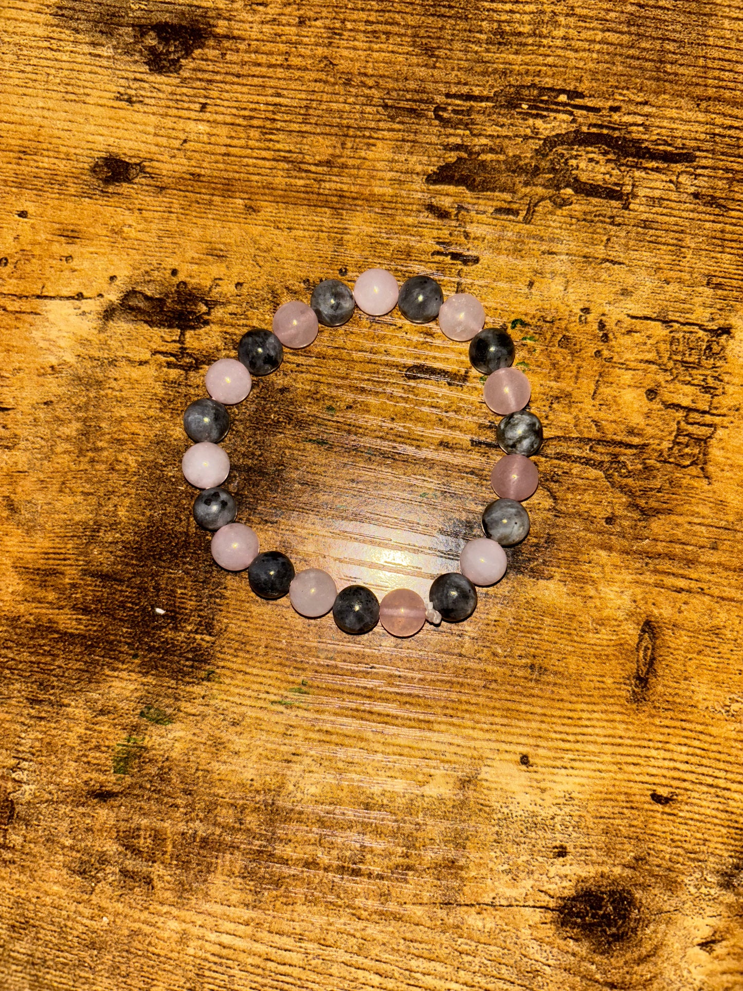 Mystic Love Shield Rose Quartz & Labradorite Bracelet | Love & Protection Crystal Jewelry | Heart Crown Throat & Third Eye Chakra Healing | 6mm 8mm Beads