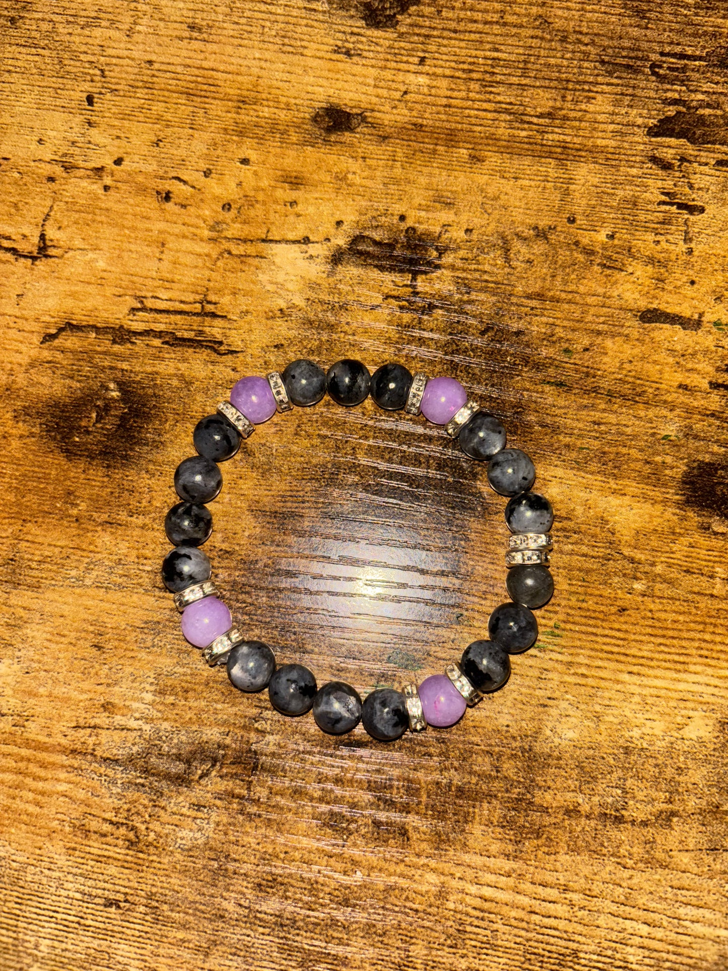 🌙 Divine Awakening – Labradorite & Lavender Amethyst Crystal Bracelet (8mm Beads) Intuition • Protection • Spiritual Balance