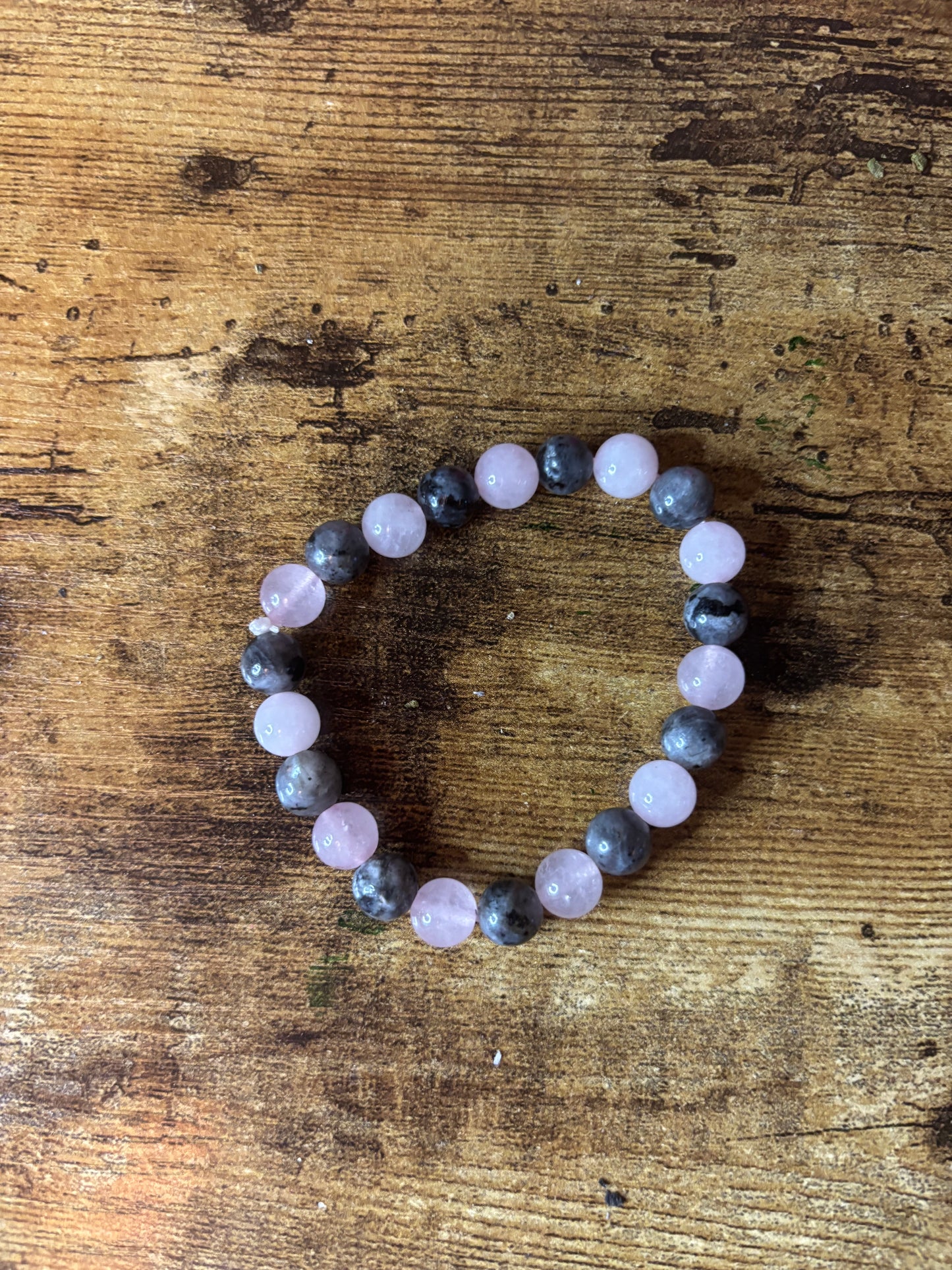 Mystic Love Shield Rose Quartz & Labradorite Bracelet | Love & Protection Crystal Jewelry | Heart Crown Throat & Third Eye Chakra Healing | 6mm 8mm Beads