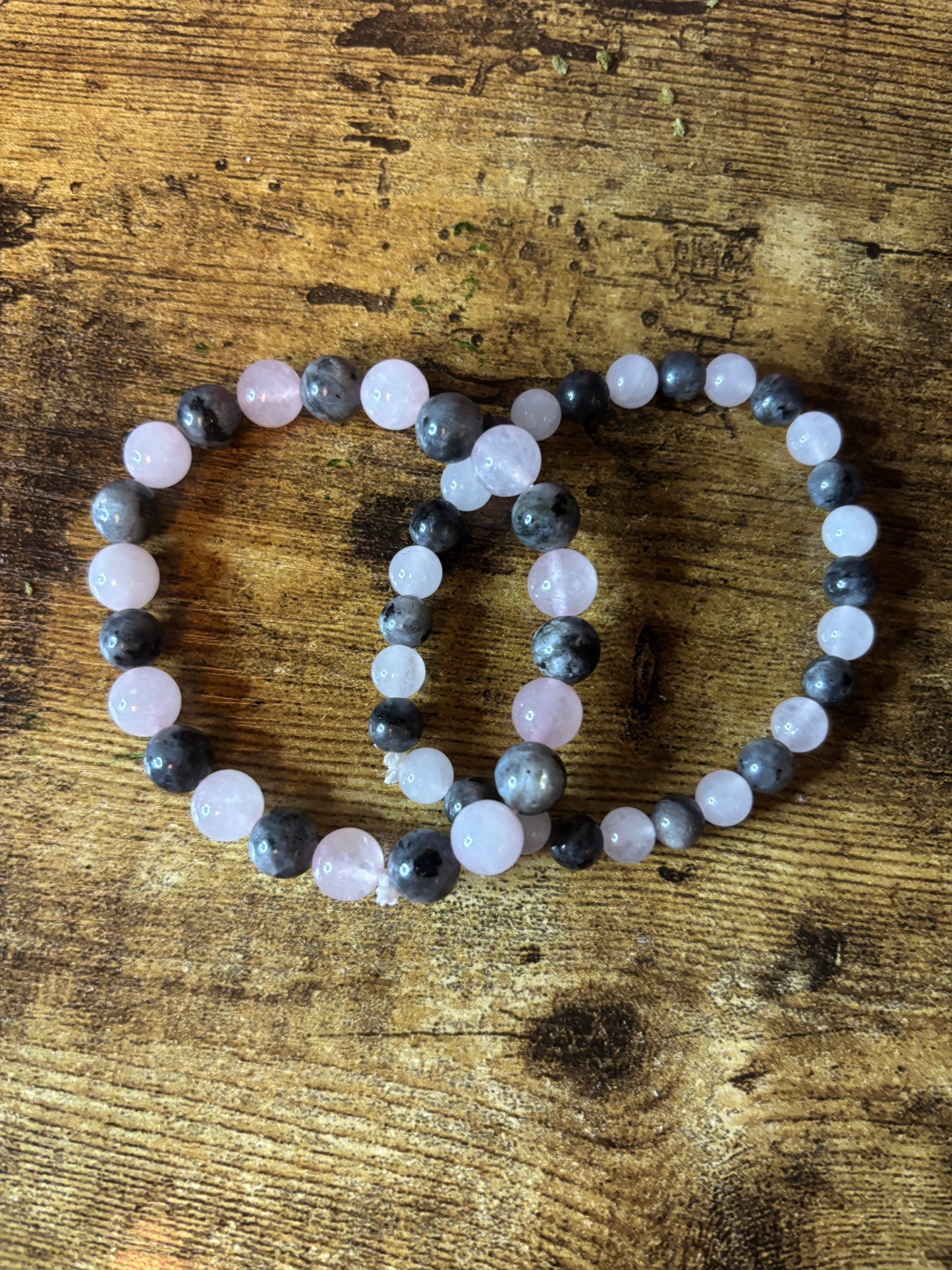 Mystic Love Shield Rose Quartz & Labradorite Bracelet | Love & Protection Crystal Jewelry | Heart Crown Throat & Third Eye Chakra Healing | 6mm 8mm Beads