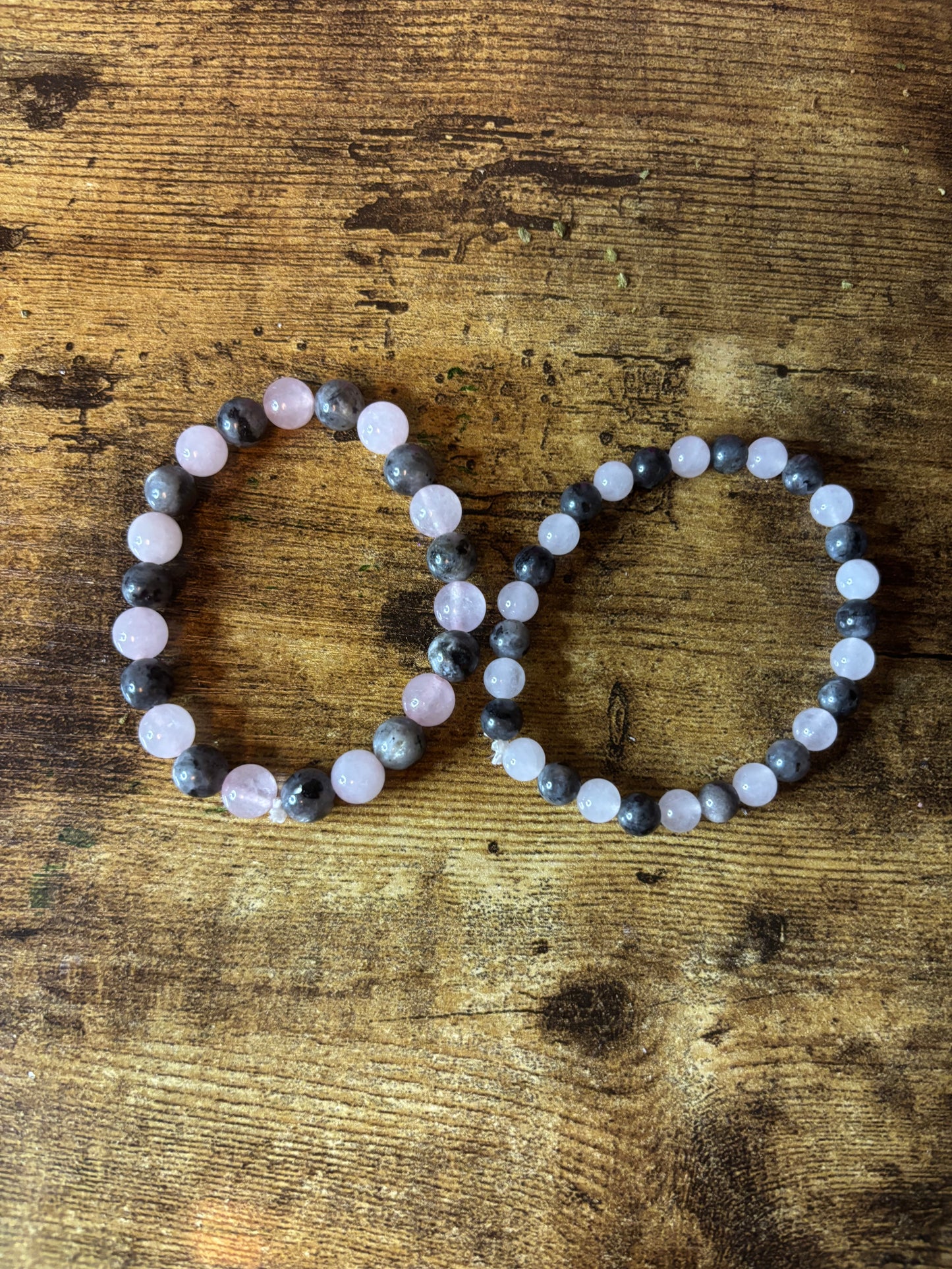 Mystic Love Shield Rose Quartz & Labradorite Bracelet | Love & Protection Crystal Jewelry | Heart Crown Throat & Third Eye Chakra Healing | 6mm 8mm Beads