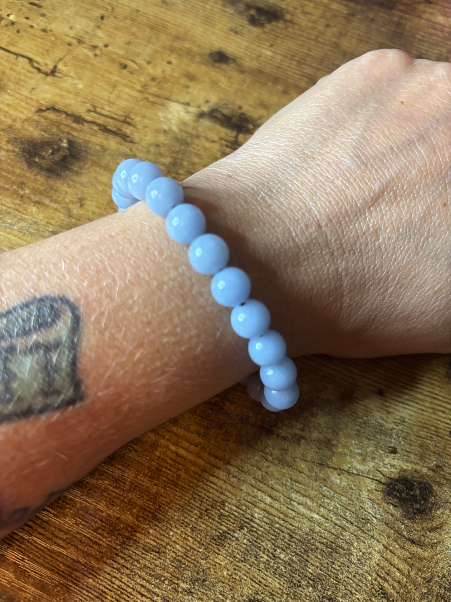 🌌 Celestial Calm – Angelite Crystal Bracelet (8mm Beads)

Peace • Intuition • Divine Connection