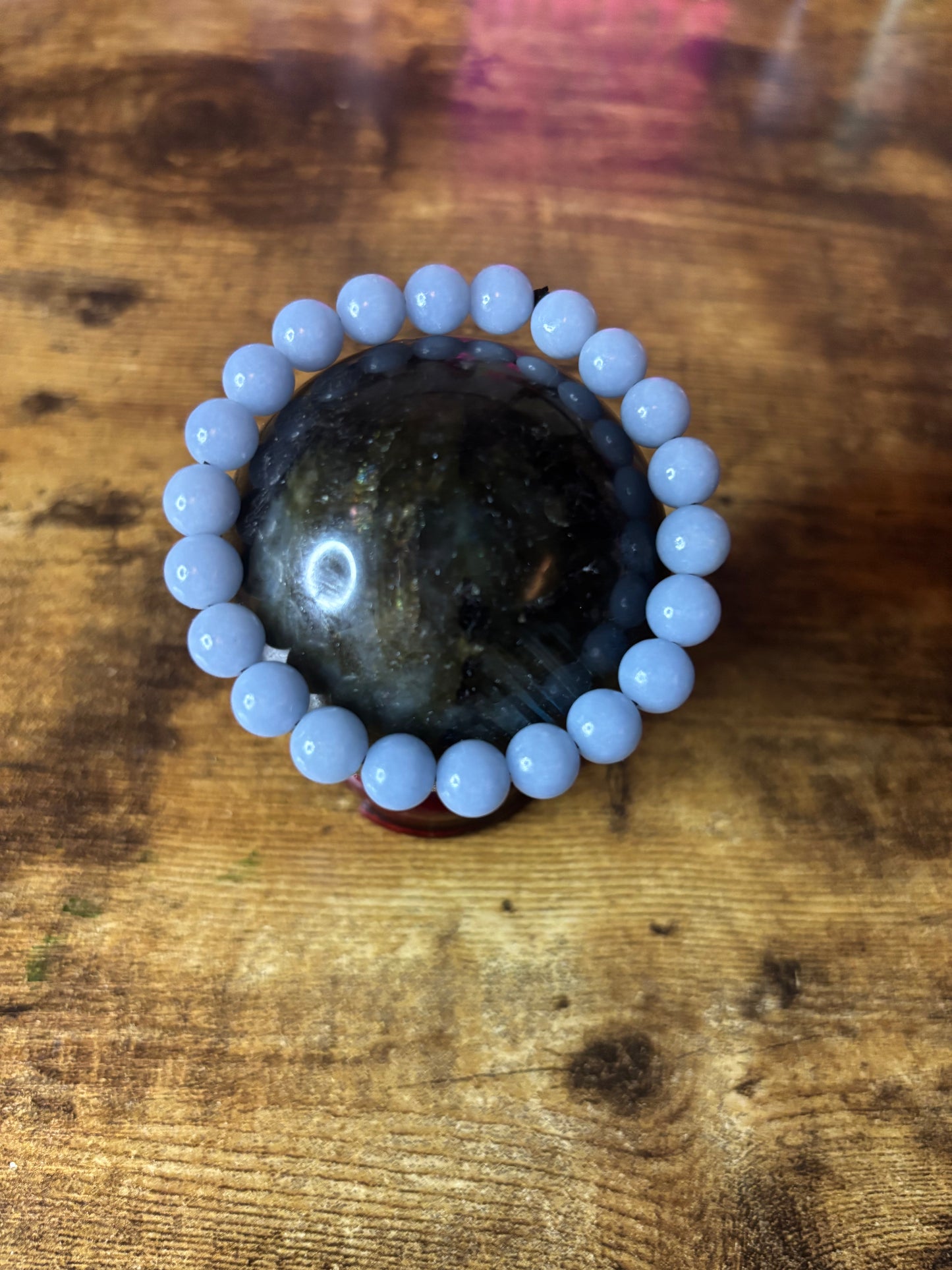 🌌 Celestial Calm – Angelite Crystal Bracelet (8mm Beads)

Peace • Intuition • Divine Connection