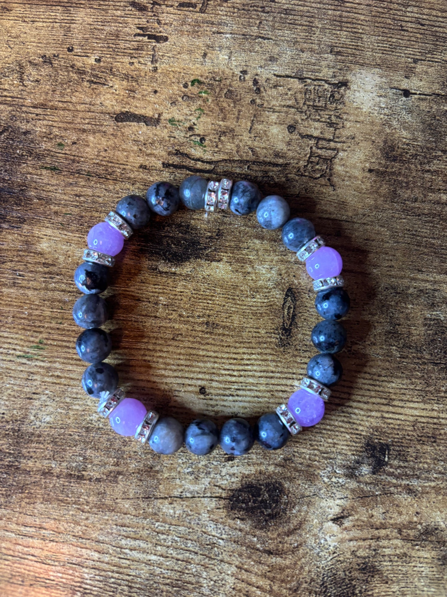 🌙 Divine Awakening – Labradorite & Lavender Amethyst Crystal Bracelet (8mm Beads) Intuition • Protection • Spiritual Balance