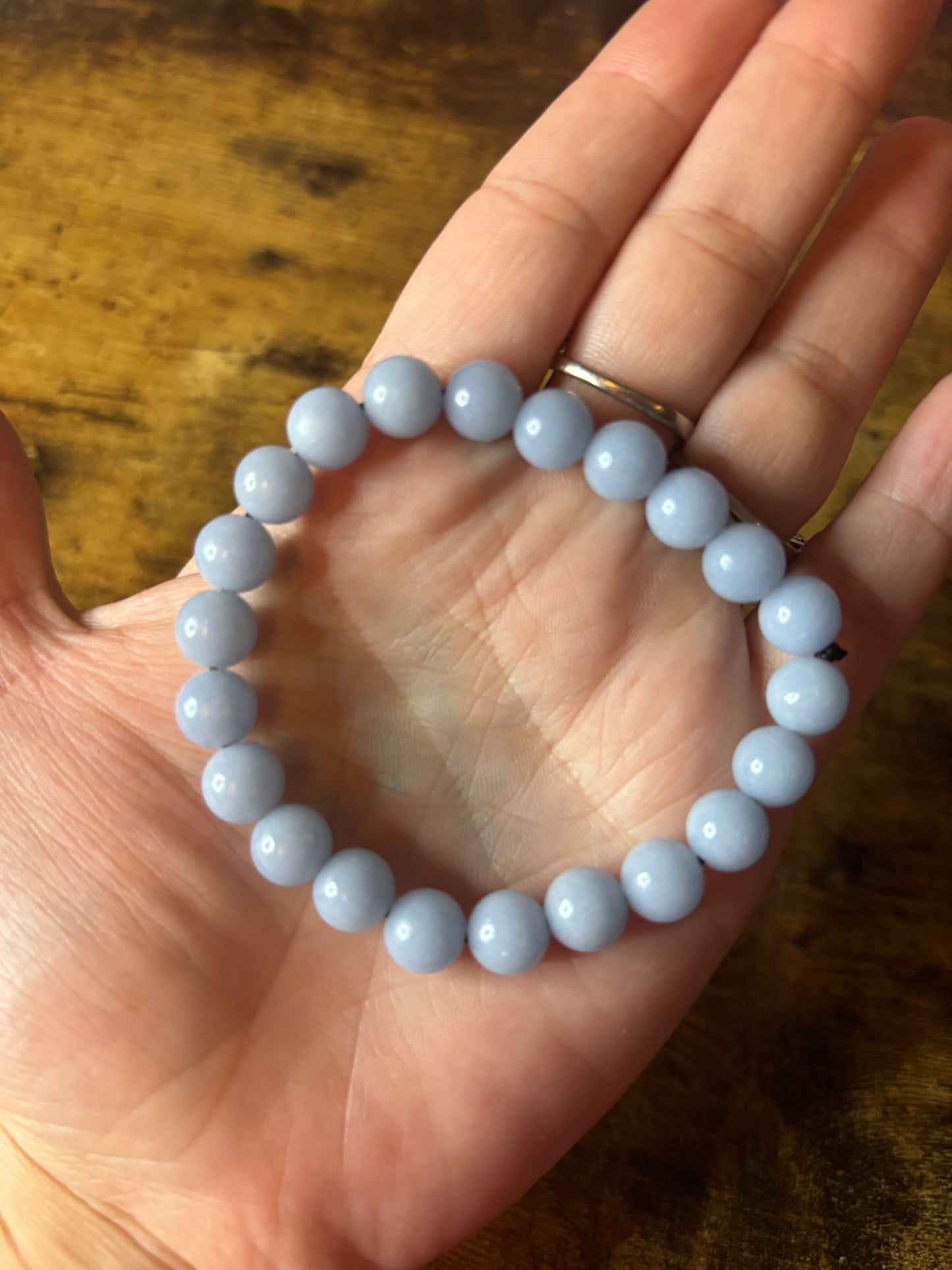 🌌 Celestial Calm – Angelite Crystal Bracelet (8mm Beads)

Peace • Intuition • Divine Connection