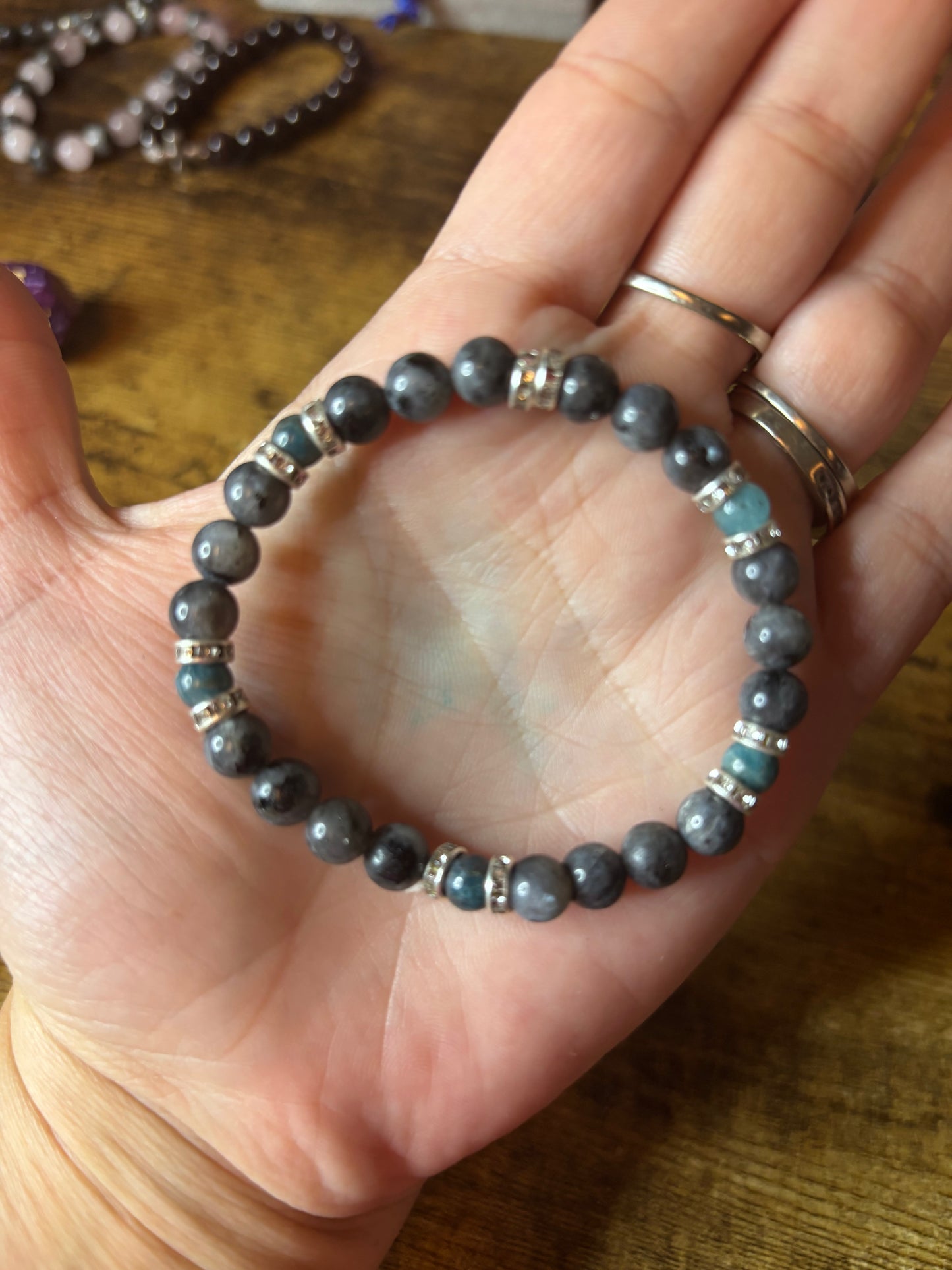 🌊 Visionary Flow – Labradorite & Blue Apatite Crystal Bracelet (6mm Beads) Intuition • Clarity • Transformation